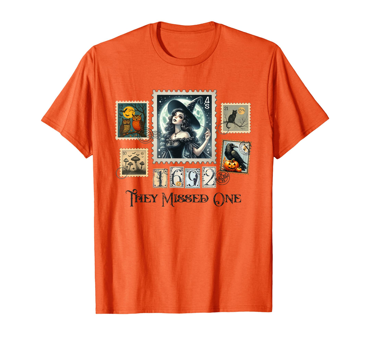 Witch Salem They Missed One 1692 Halloween Postage Stamp T-Shirt