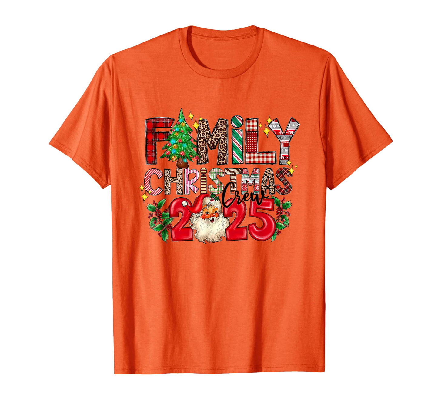 Retro Family Christmas Crew 2025 Funny Matching Xmas T-Shirt