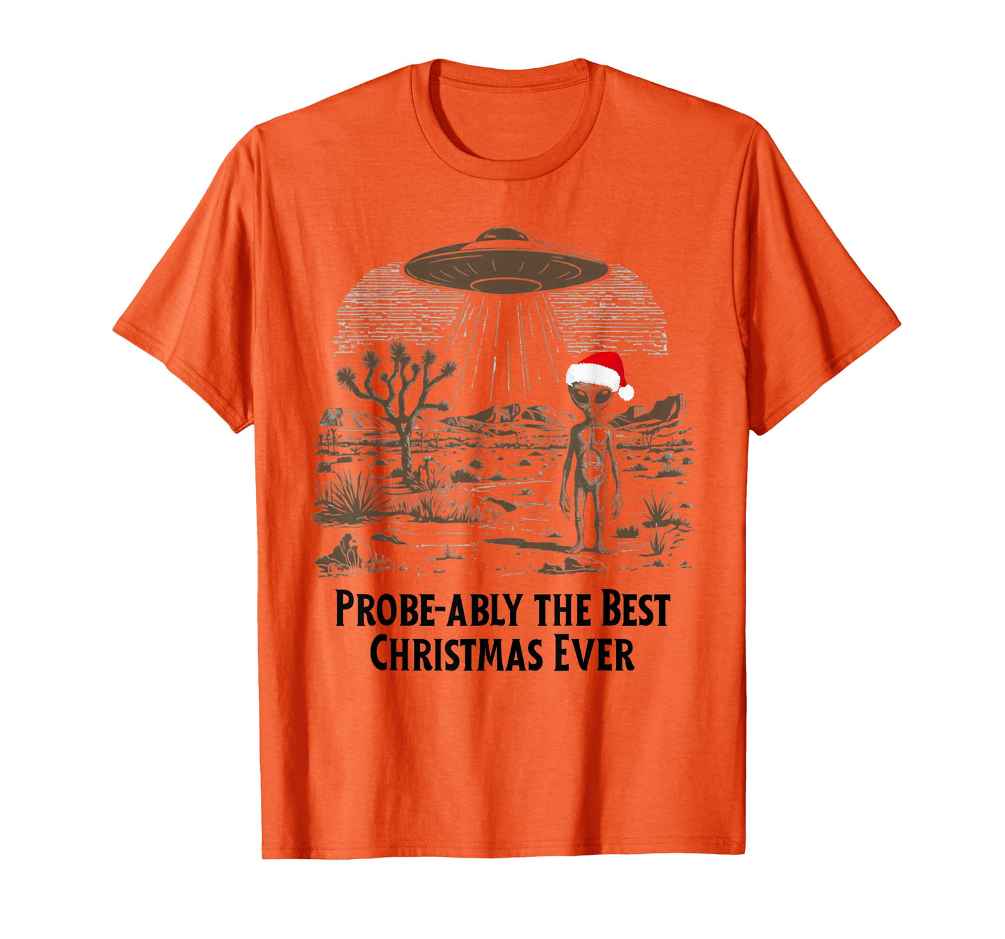 Funny Alien UFO Christmas Santa Hat Holiday Design T-Shirt