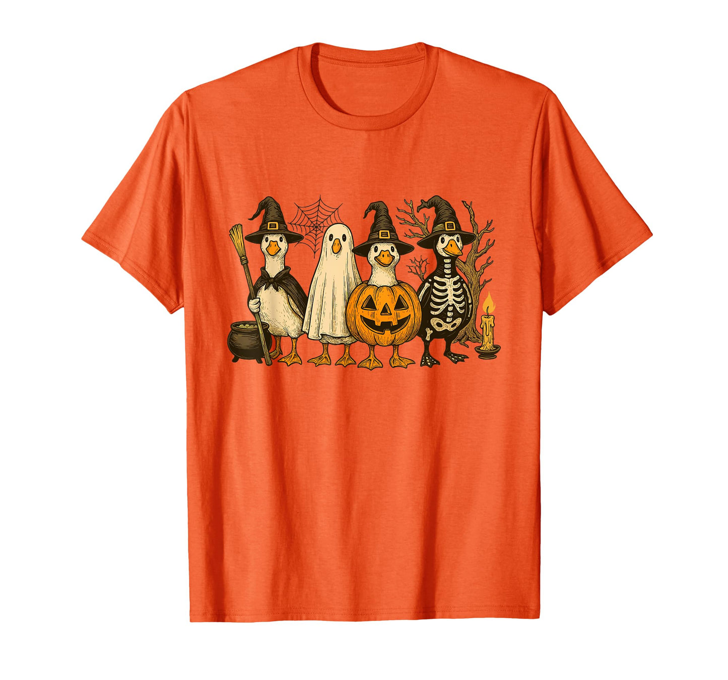 Just A Spooky Goose Halloween Goose Witch Ghost Silly Goose T-Shirt