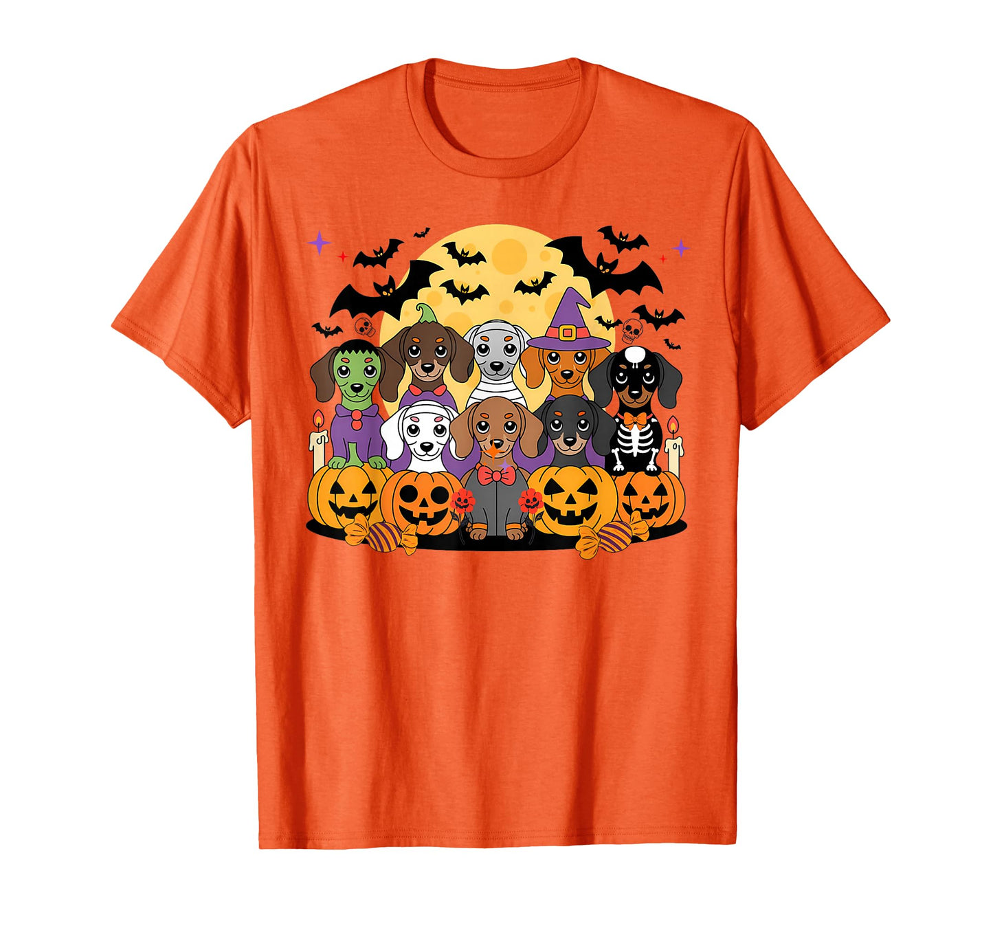 Dachshund Dog Halloween Witch Mummy Skeleton Sausage Dogs T-Shirt