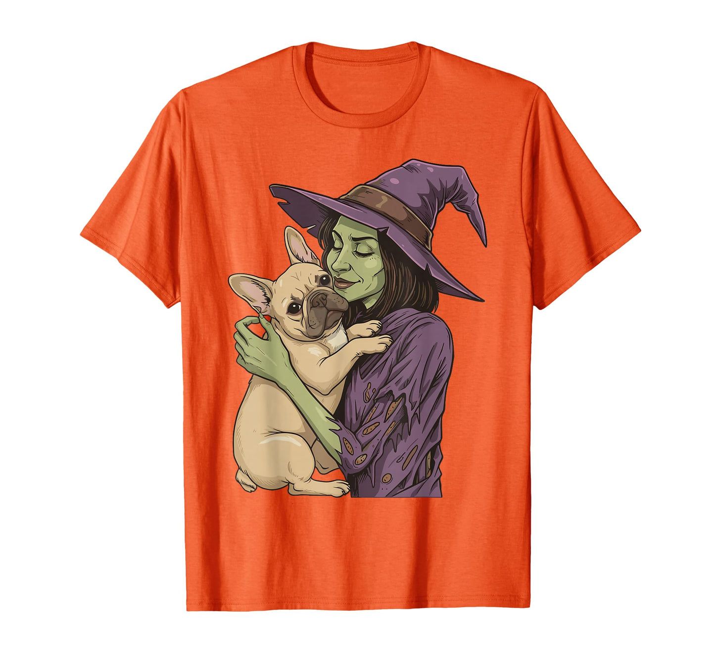 Witch Hugging Cat Halloween Cat Lover Cat Mom Dad T-Shirt