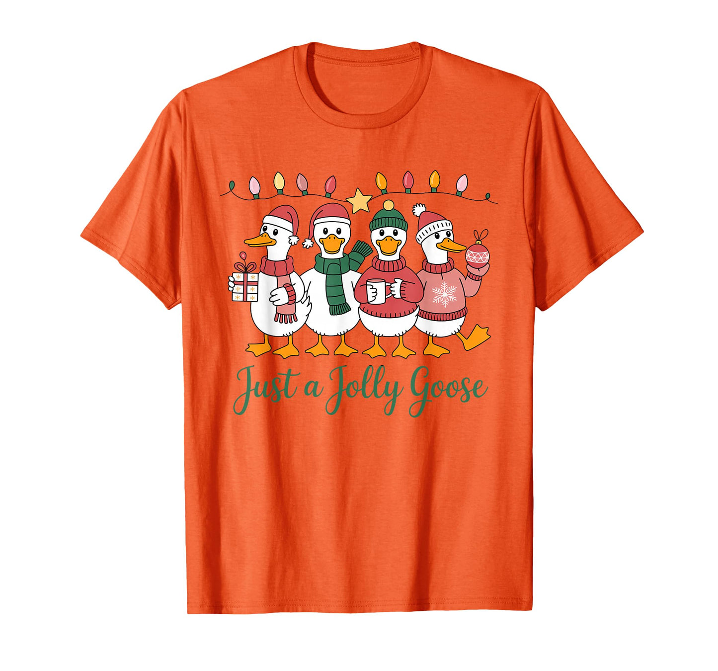 Just A Jolly Goose Christmas Santa Bow Xmas Light Men Women T-Shirt