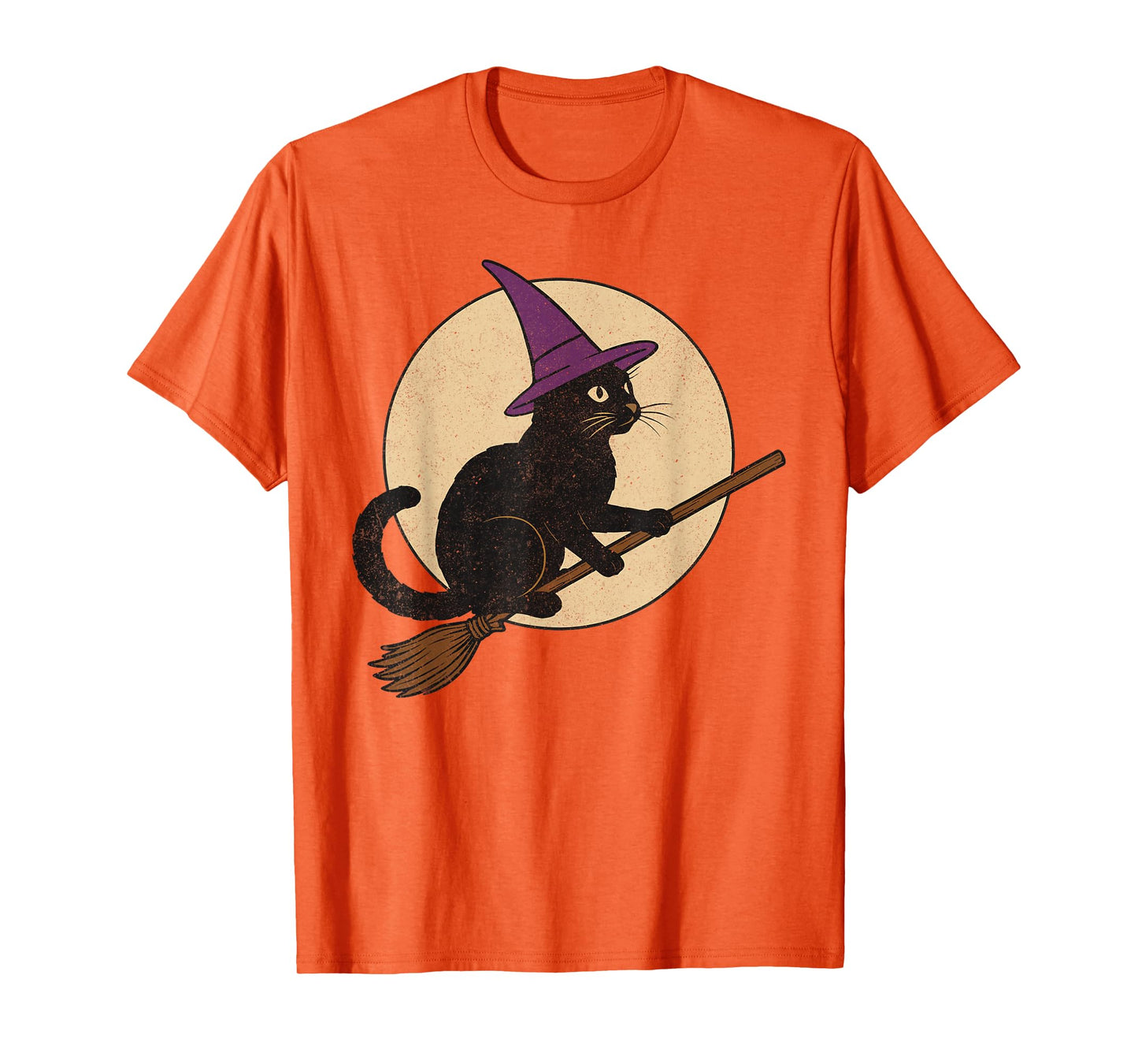Funny Black Cat Halloween Witch Cat on Moon Night Spooky T-Shirt