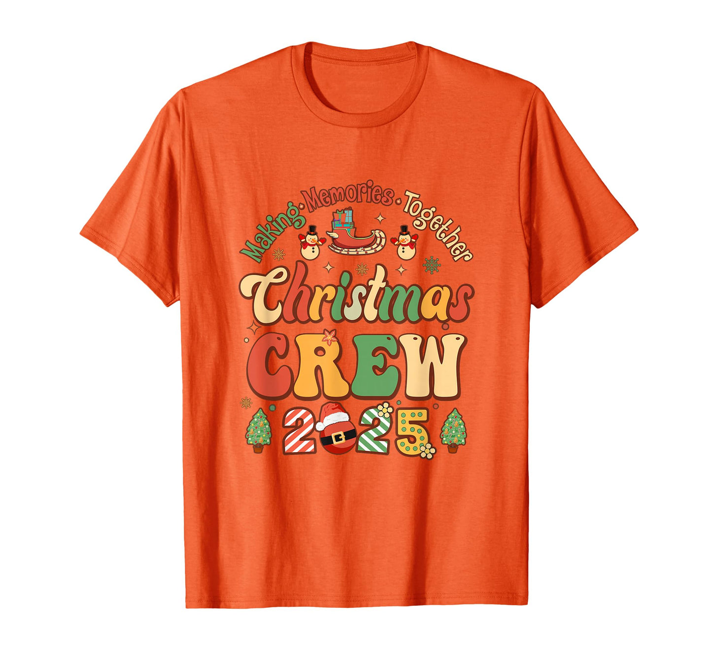 Marking Together Matching Family Christmas Crew 2025 Groovy T-Shirt