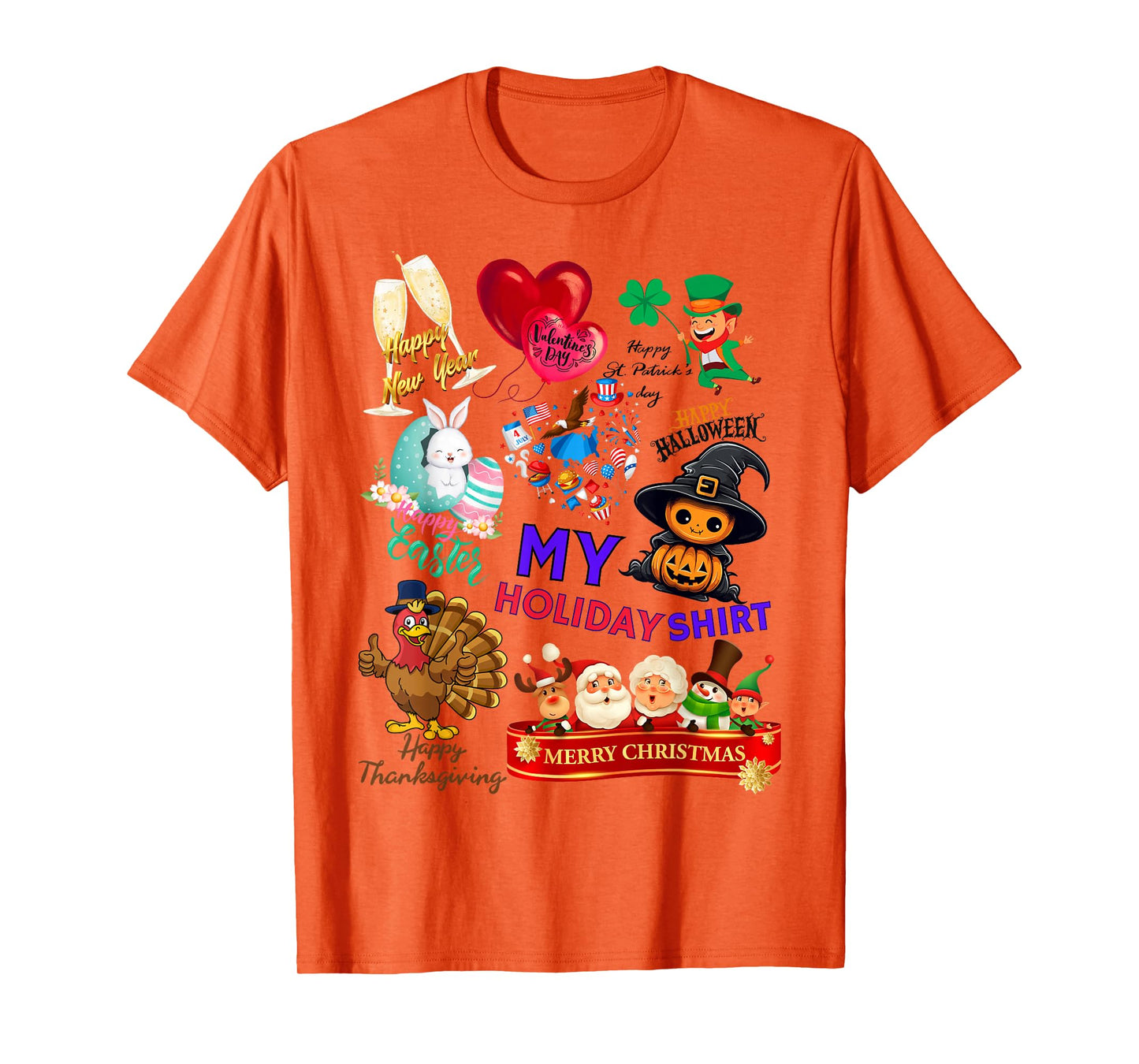 Cute Halloween Ghoul Witch and Pumpkin (+7 More Holidays) T-Shirt