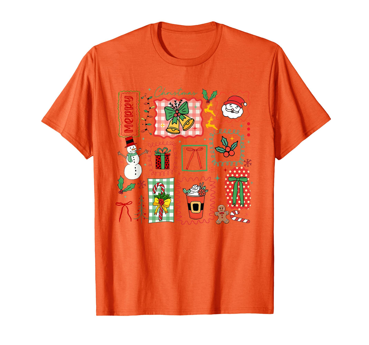 Cute Coquette Bow Christmas Santa Snowman Vintage Merry Xmas T-Shirt