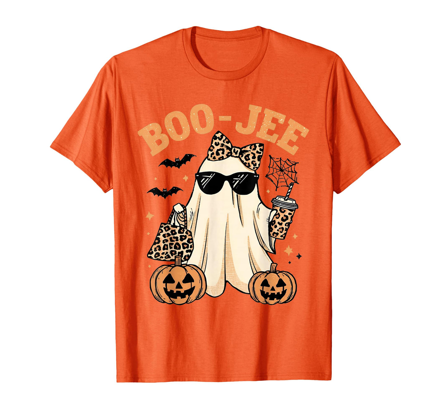 Coquette Leopard Ghost Coffee Boo-JEE Halloween Boujee Ghost T-Shirt