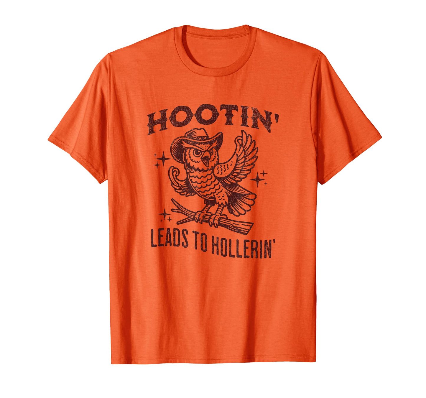 Hootin Leads to Hollerin Funny Vintage Owl Graphic T-Shirt