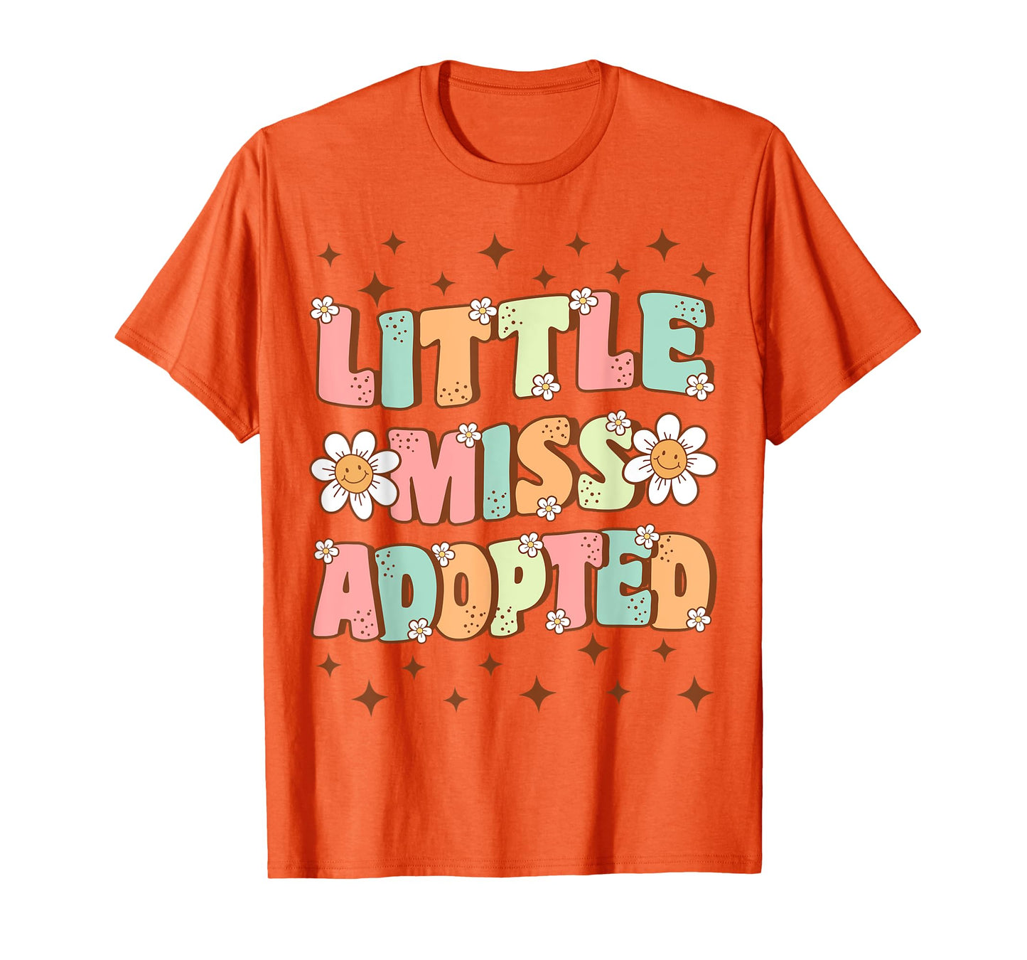 Little Miss Adopted Girls Cute Groovy Kids Adoption Day T-Shirt