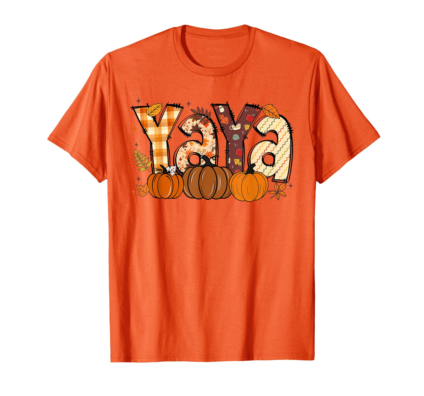 Retro Yaya Pumpkin Fall Leaves Grandma Fall Thanksgiving T-Shirt