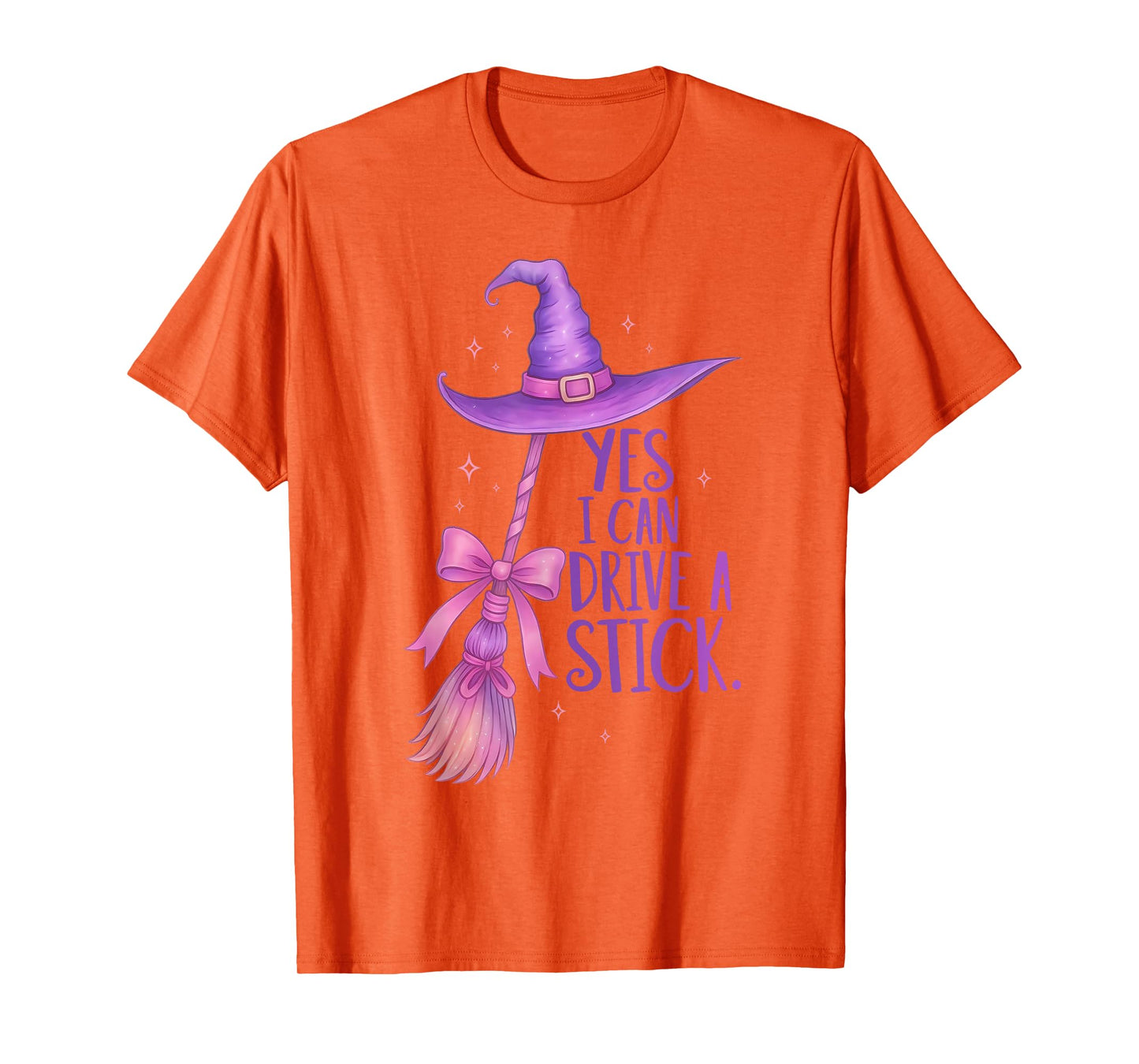 Yes I Can Drive A Stick Funny Halloween Witch Spooky Girls T-Shirt