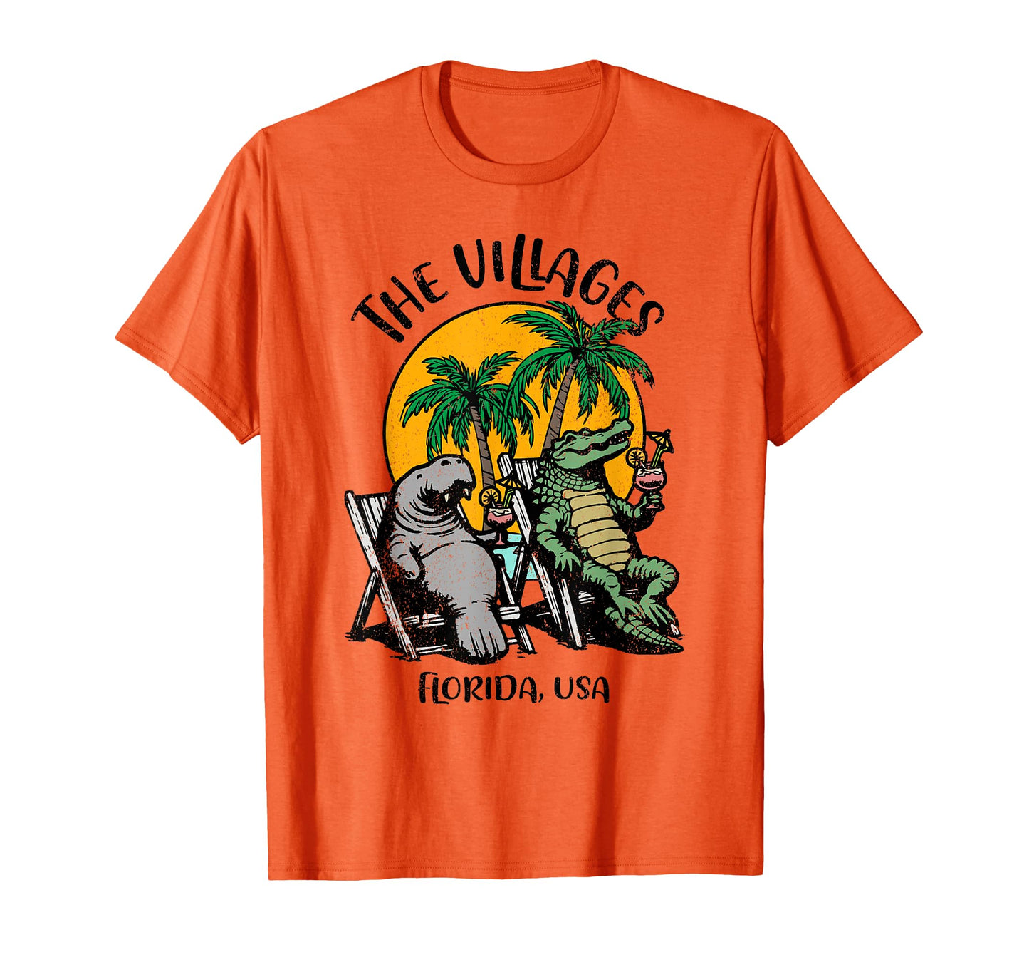 Villages Florida USA Funny Manatee Alligator Design T-Shirt