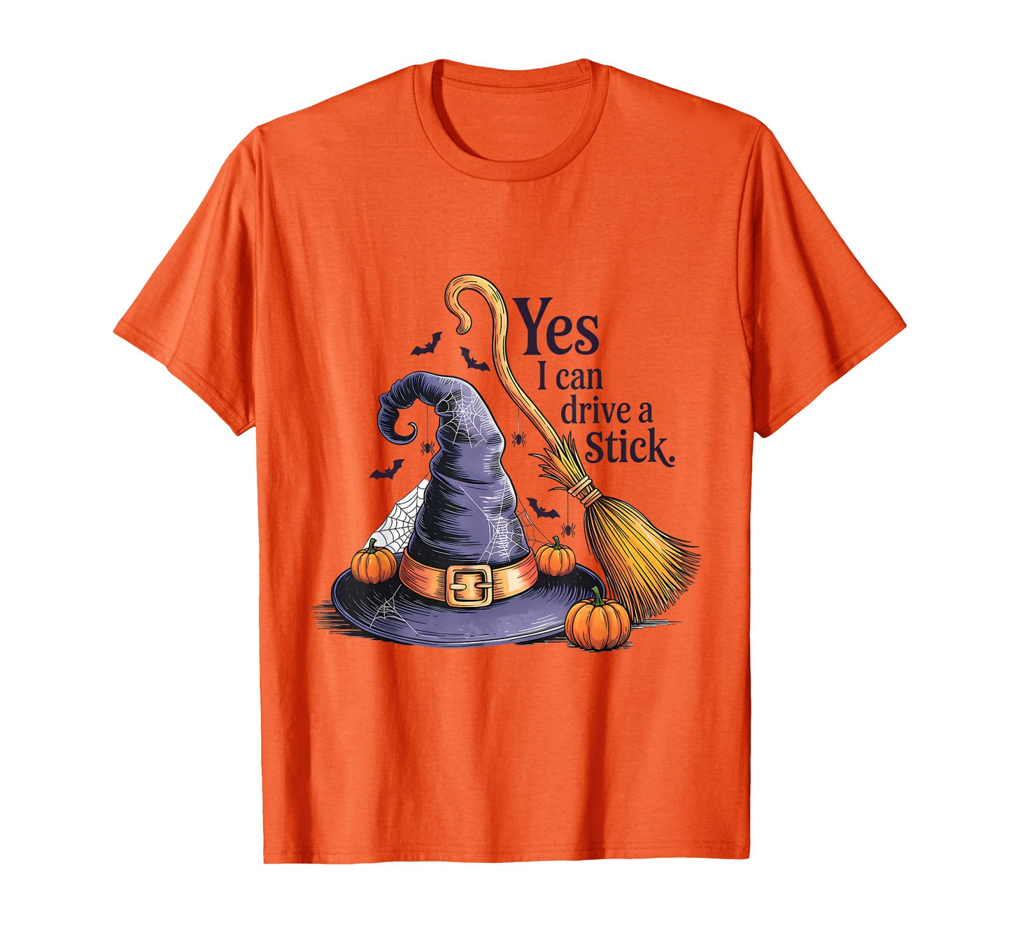 Yes, I Can Drive A Stick Funny Pastel Witch Halloween Design T-Shirt
