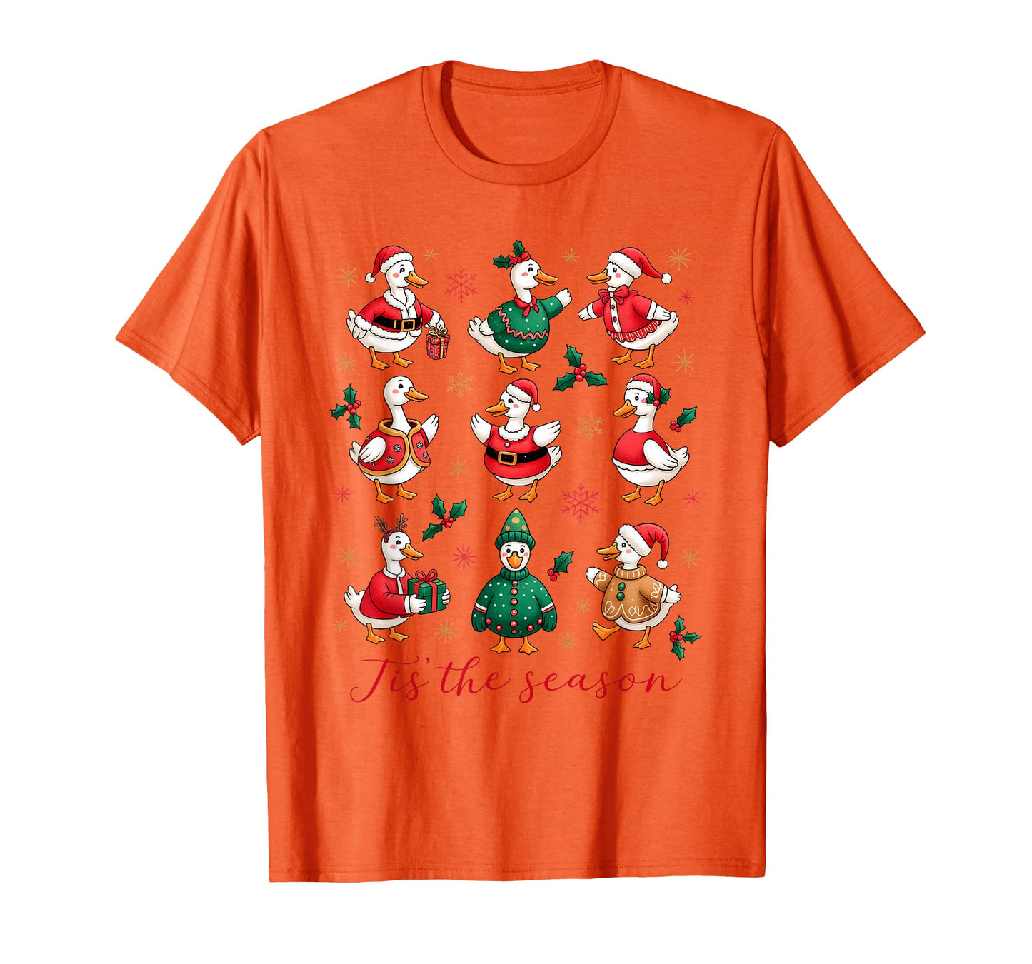 Retro Silly Goose Santa Cute Merry Christmas Tis The Season T-Shirt