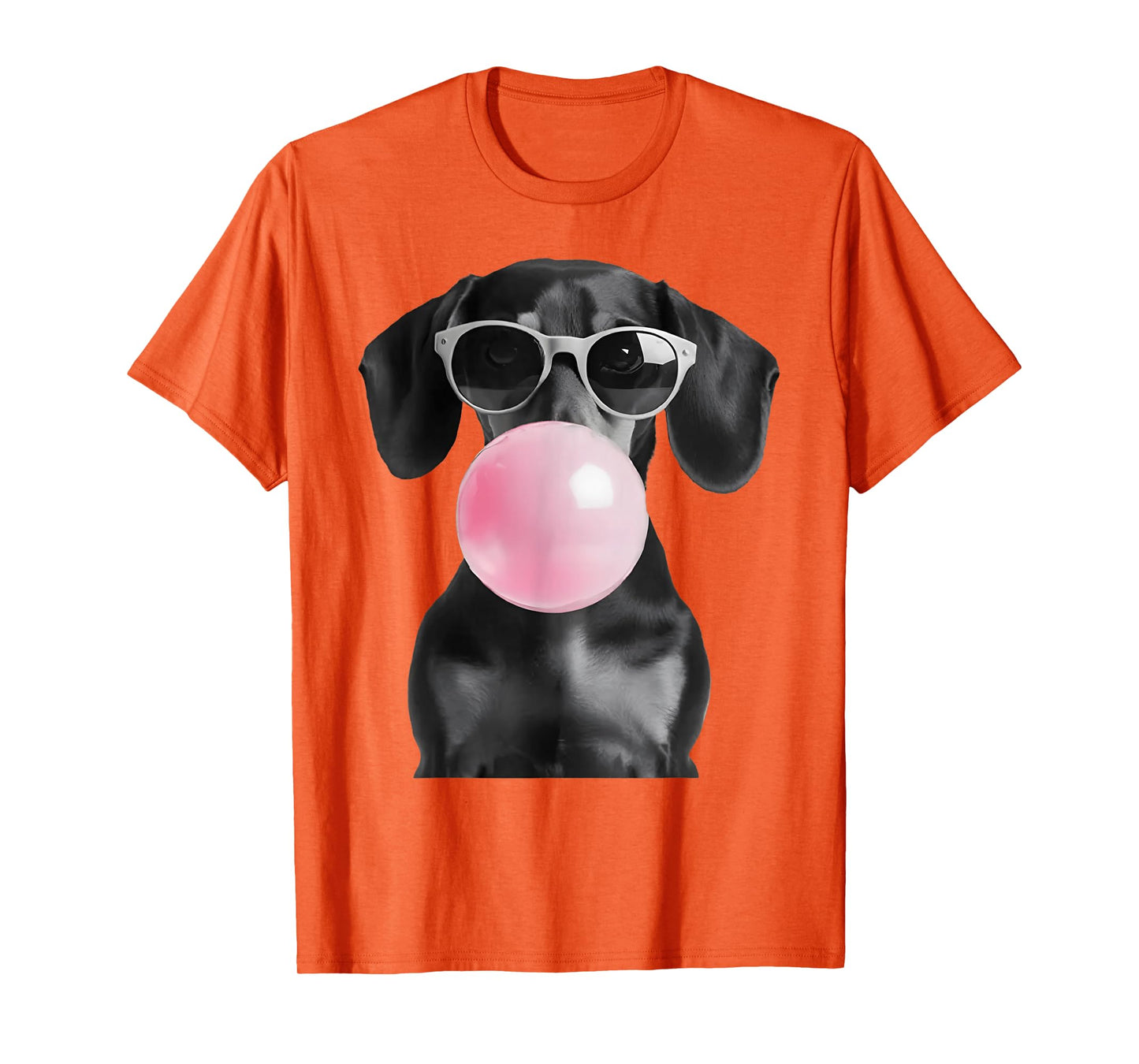 Cute Black Dachshund Dog With Heart Glasses Bubble Gum T-Shirt