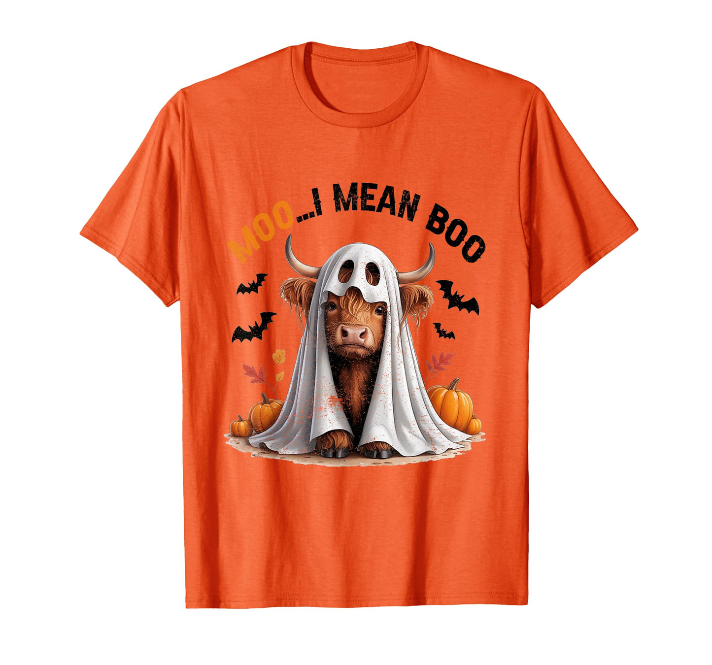 Moo I Mean Boo Spooky Cow Halloween Heifer Cute Ghost T-Shirt