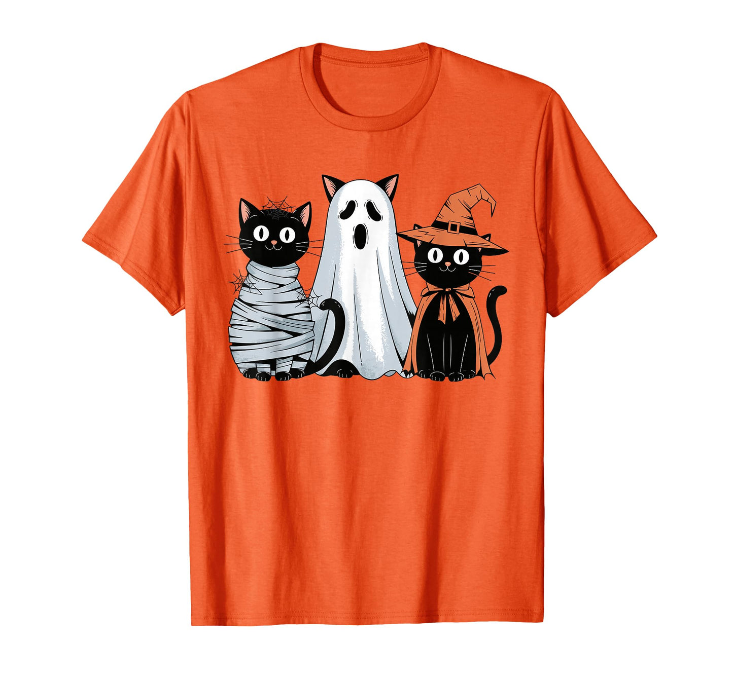 Vintage Halloween Mummy Ghost Witch Cat Black Cats Pumpkin T-Shirt