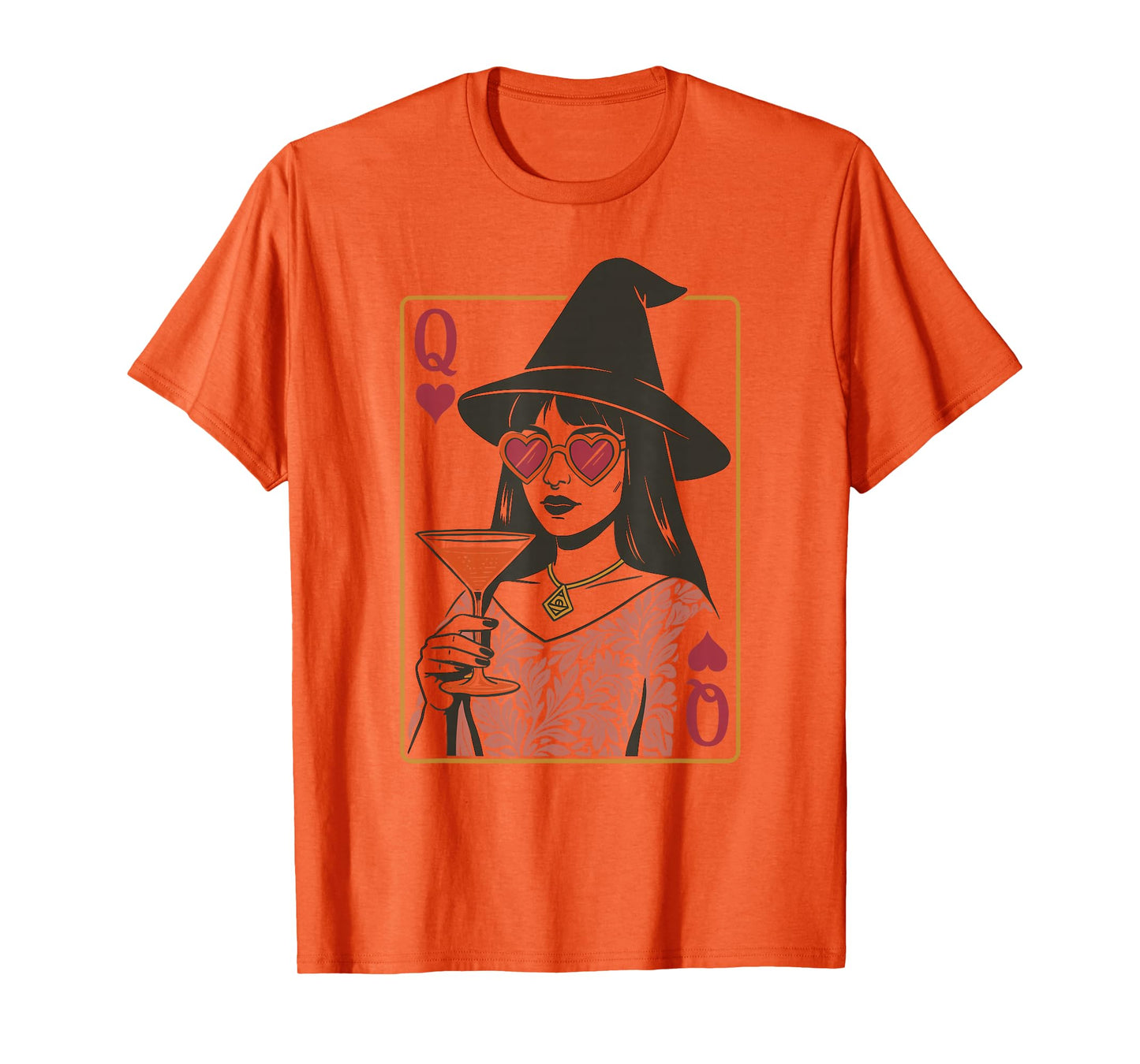 Queen of Hearts Witch Cocktail Vintage Playing Card T-Shirt