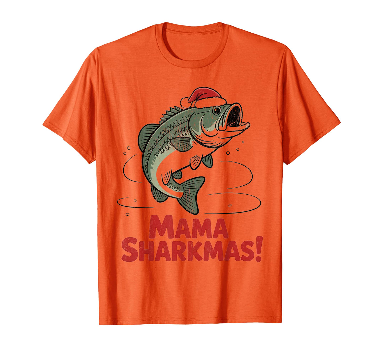 Mama Sharkmas Funny Shark Santa Hat Ugly Christmas Sweater T-Shirt
