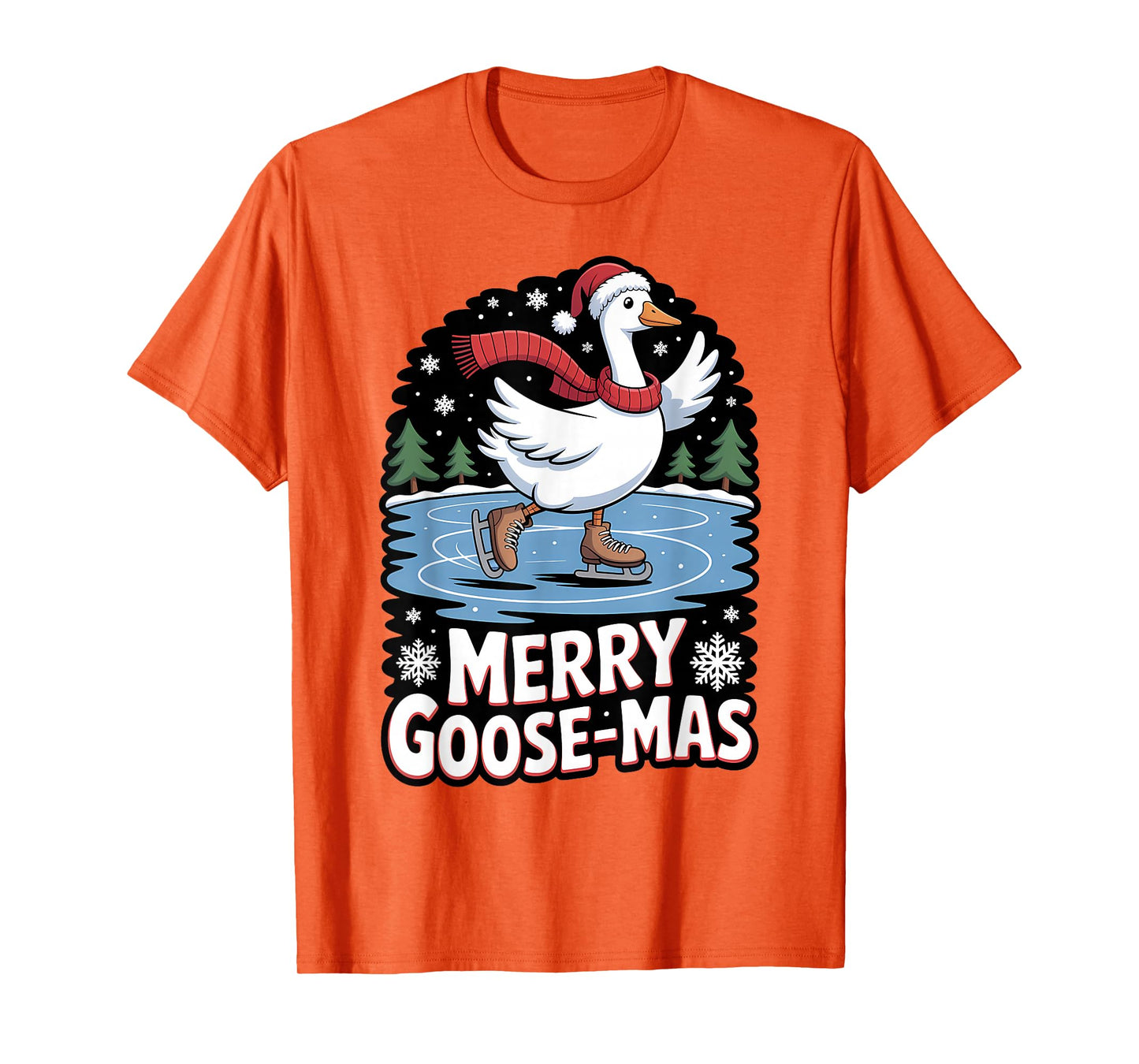 Merry Goose-mas Ice Skating Funny Goose Christmas T-Shirt