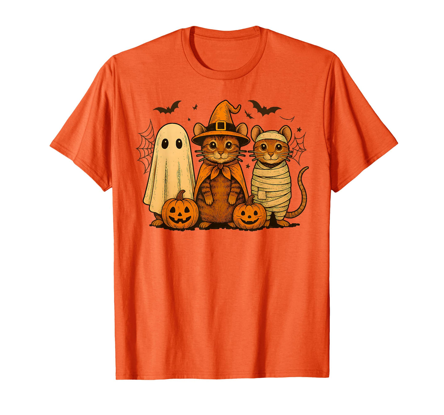 Domestic Shorthair Tabby Cat Witch Scary Halloween Pumpkin T-Shirt