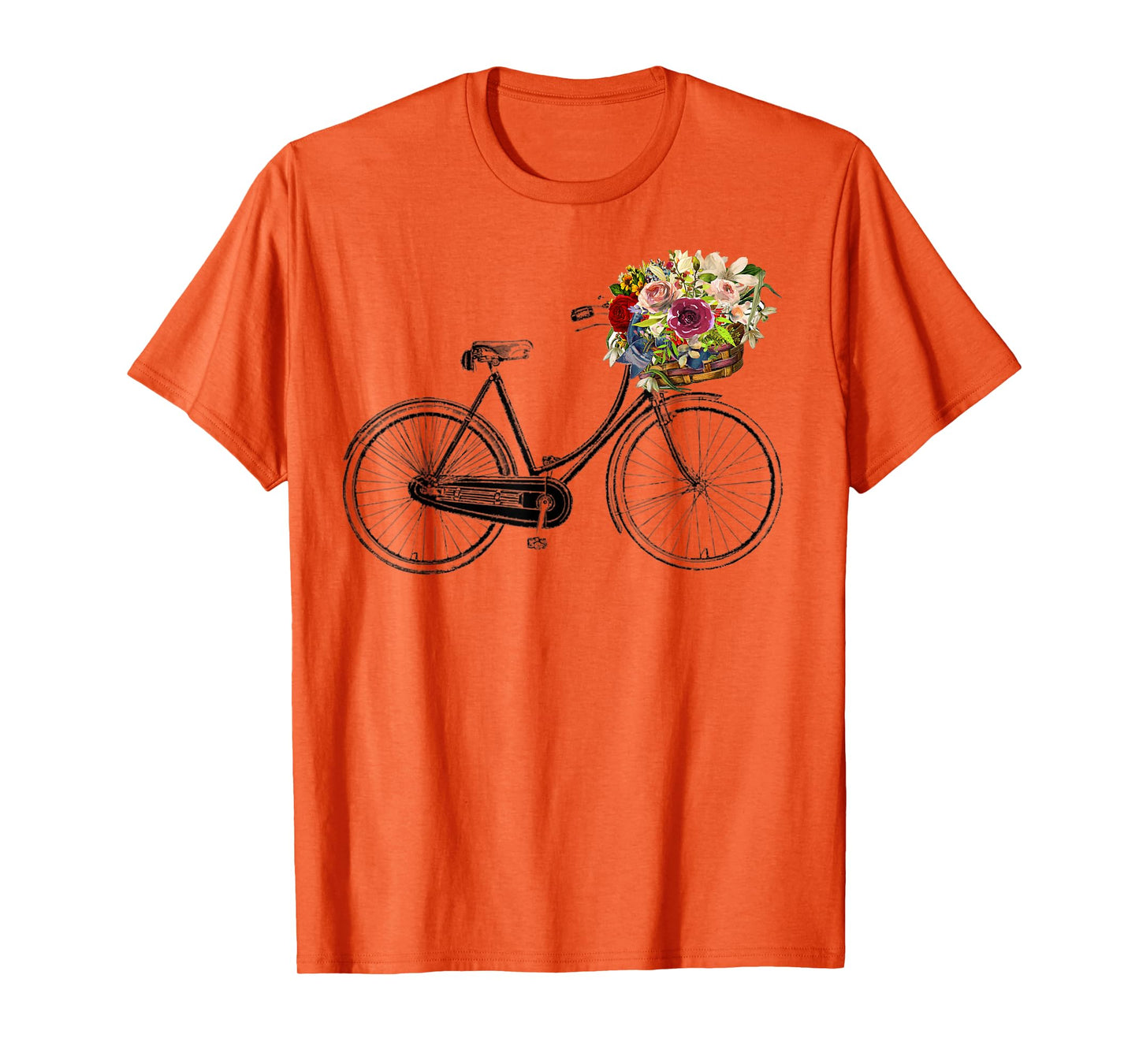 Vintage Sketch Drawing Bike Bicycle Flower Basket T-Shirt
