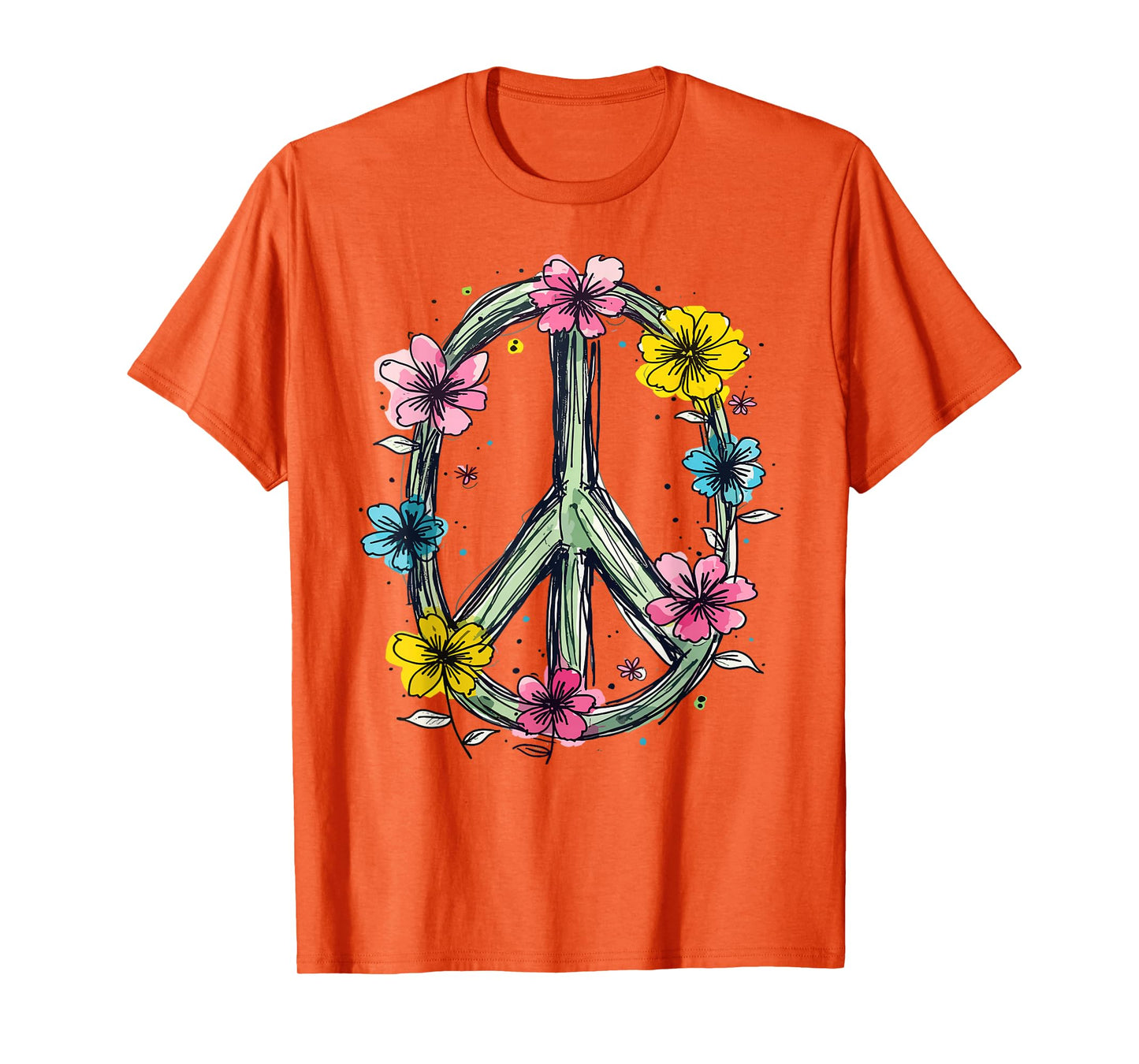 Flower Power, Peace Sign, Women, Flowers, Love Peace Hippie T-Shirt