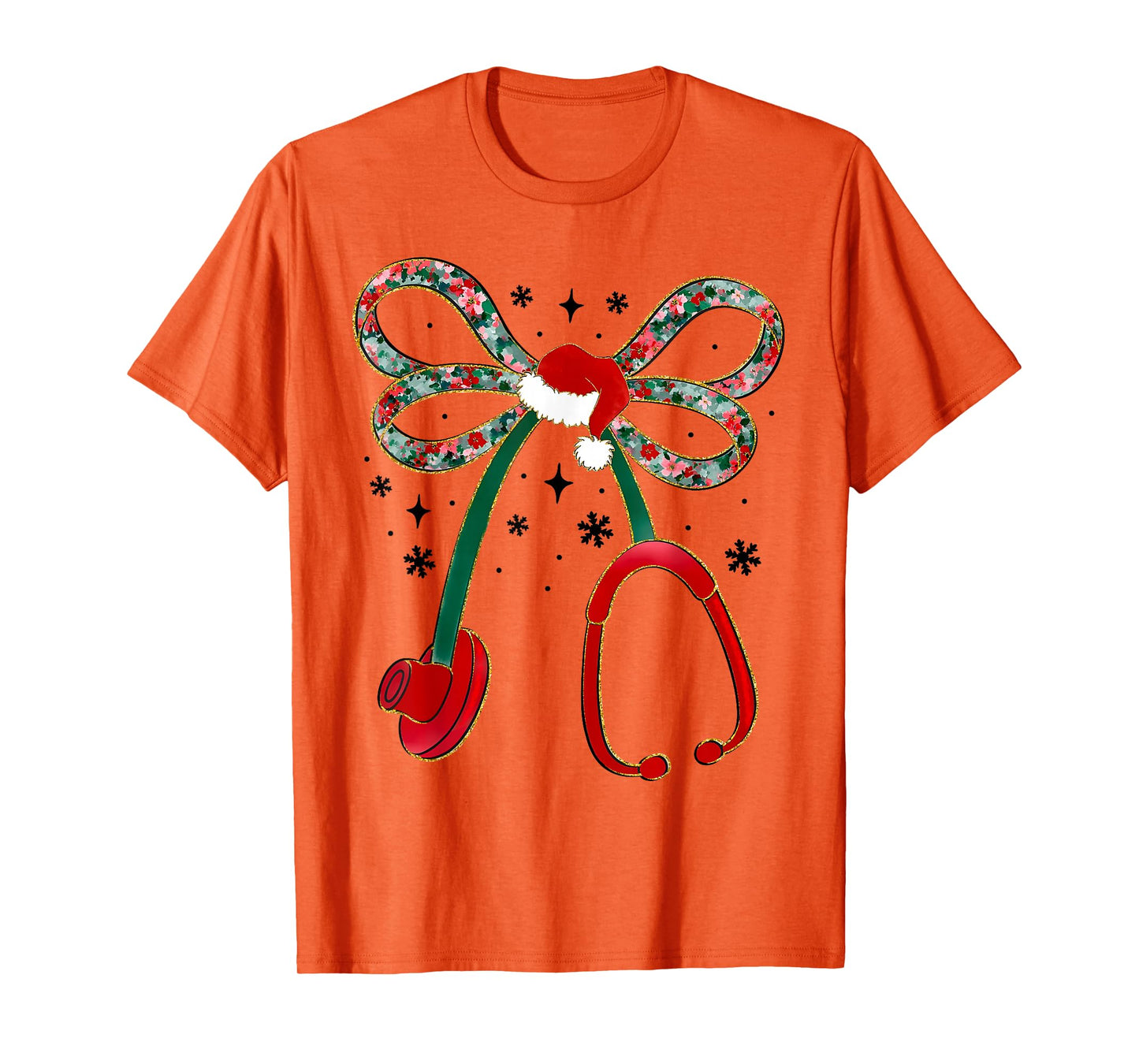 Nurse Christmas Stethoscope Coquette Bow Pajamas Holiday T-Shirt