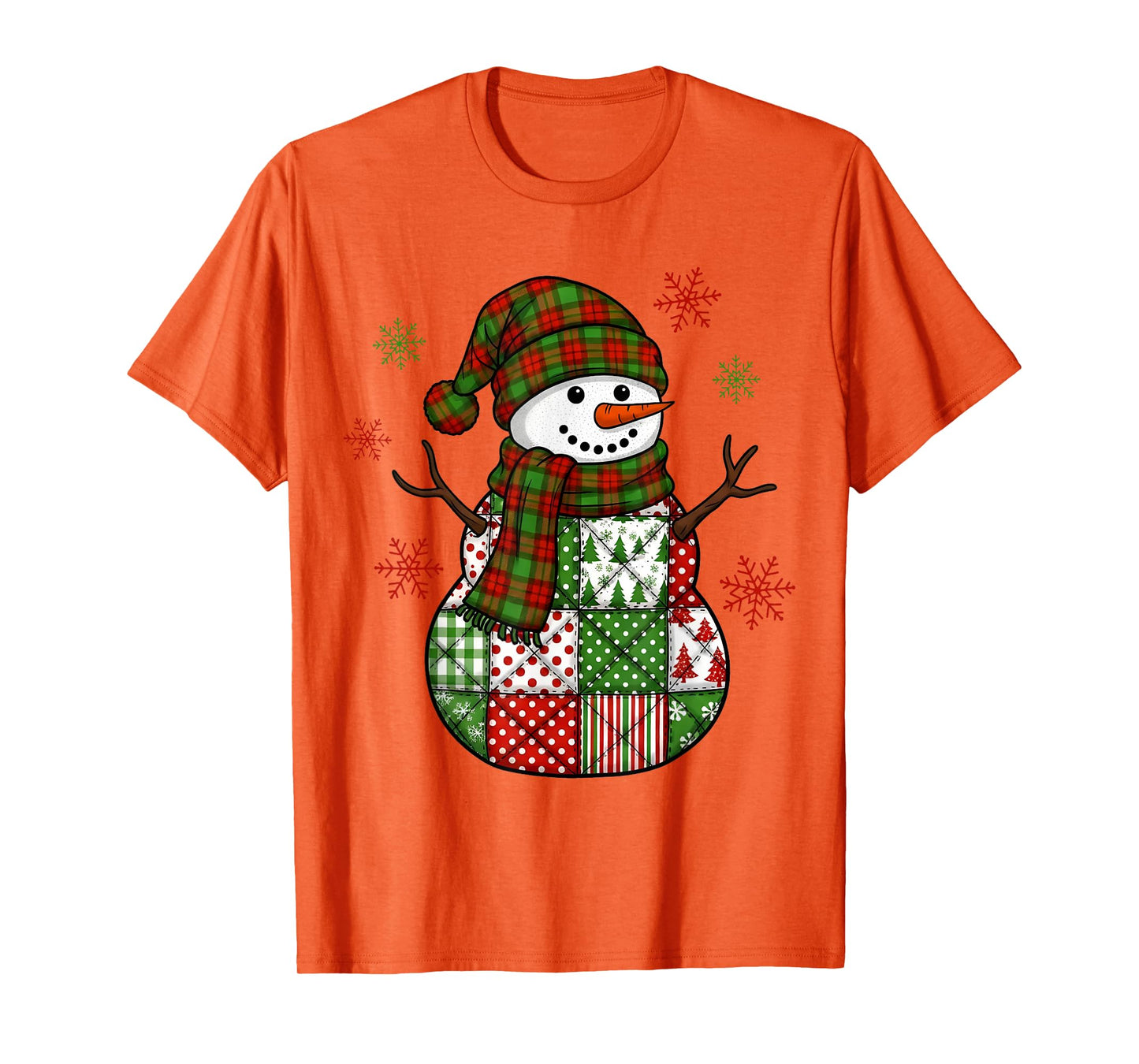Patchwork Snowman Retro Funny Christmas Xmas Snowman Holiday T-Shirt