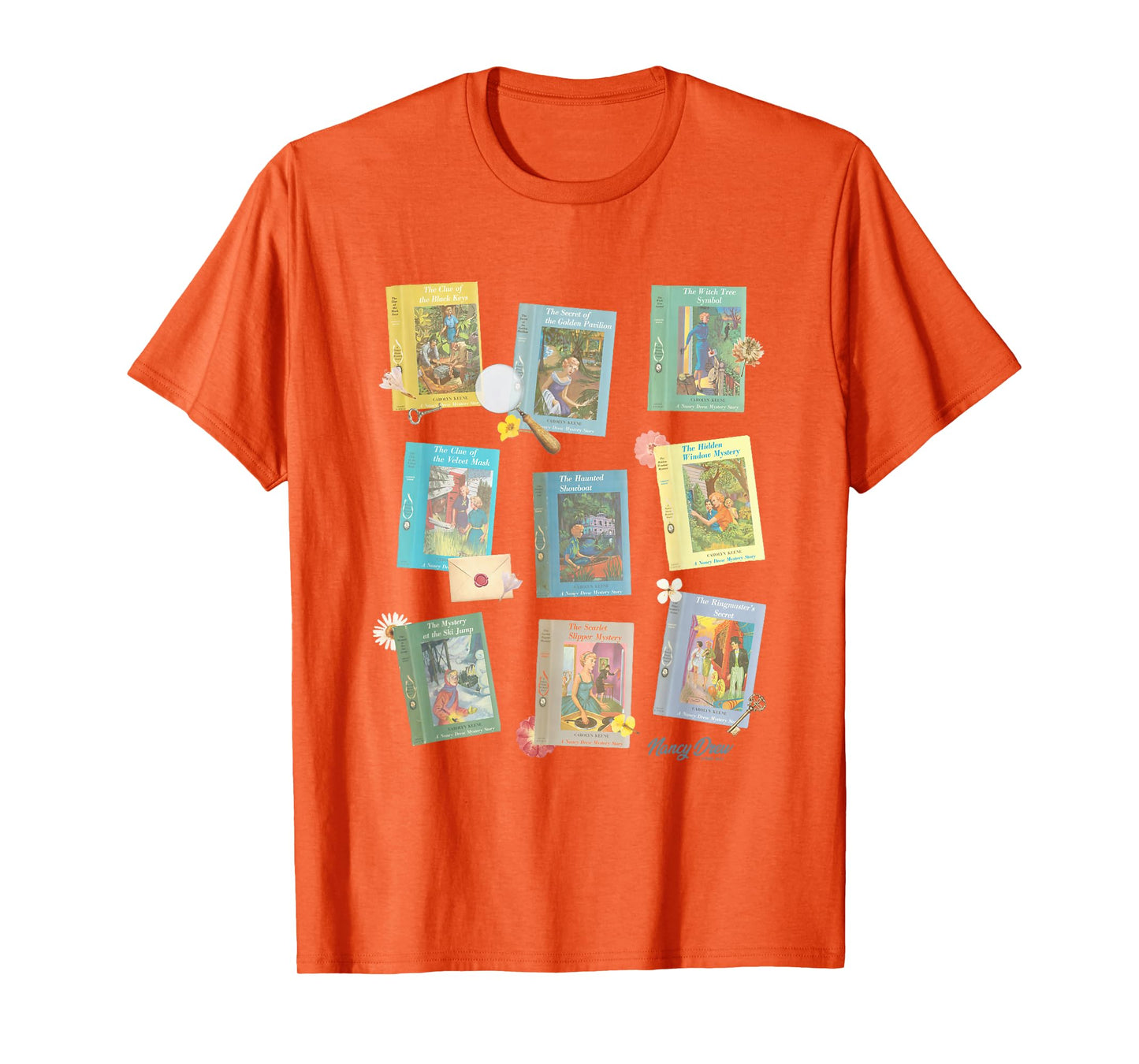 Nancy Drew Midcentury Iconic Literature Vintage Portraits T-Shirt - Unisex-Adults & Kids - Blue - Small - Short Sleeve - T-Shirt