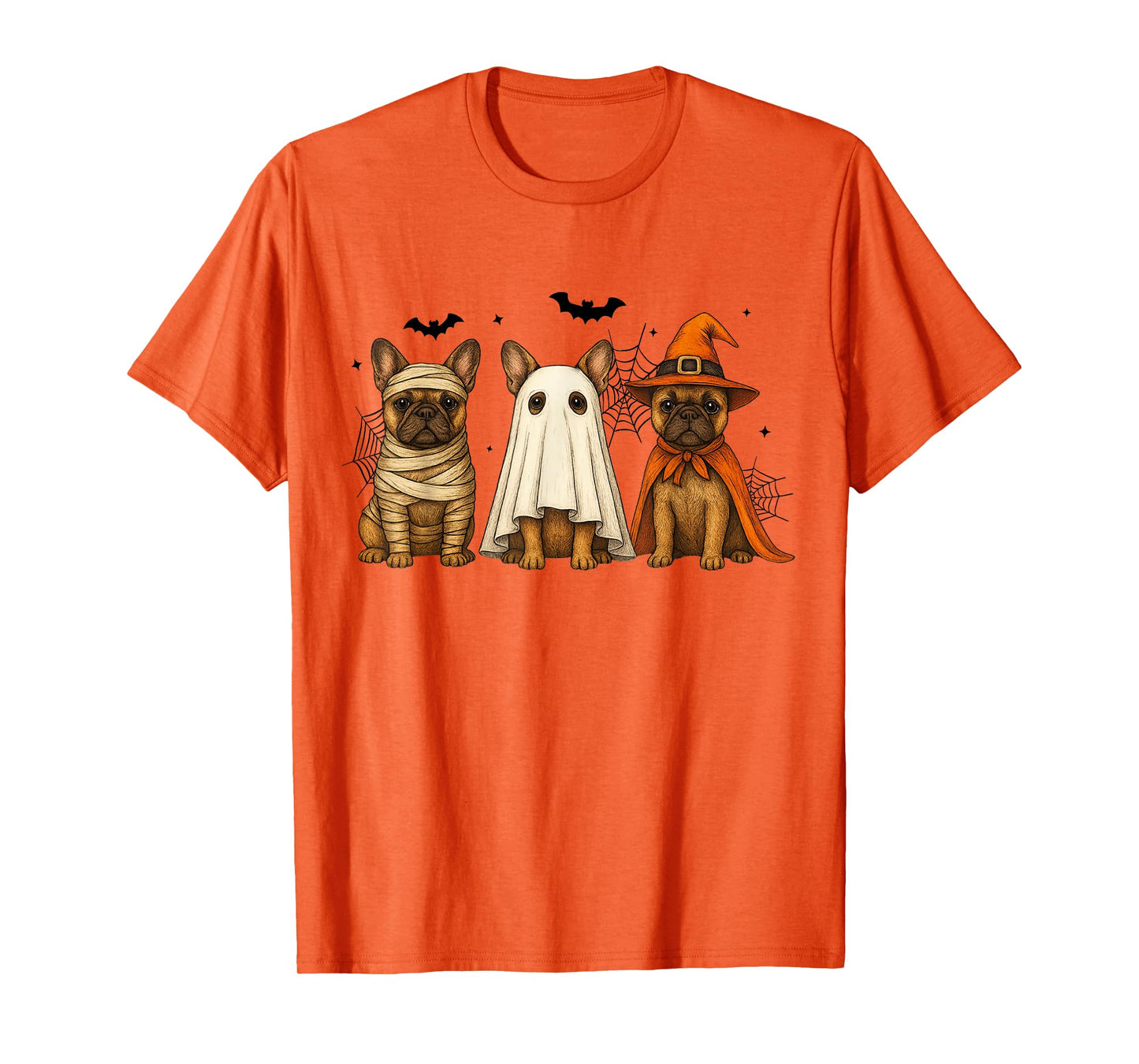Cute French Bulldogs Halloween Men Women Kids Funny Dog T-Shirt