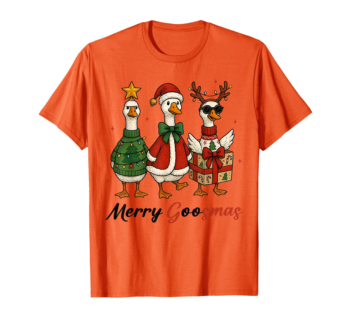 Funny Retro Merry Goosemas Christmas Silly Goose Xmas Lights T-Shirt