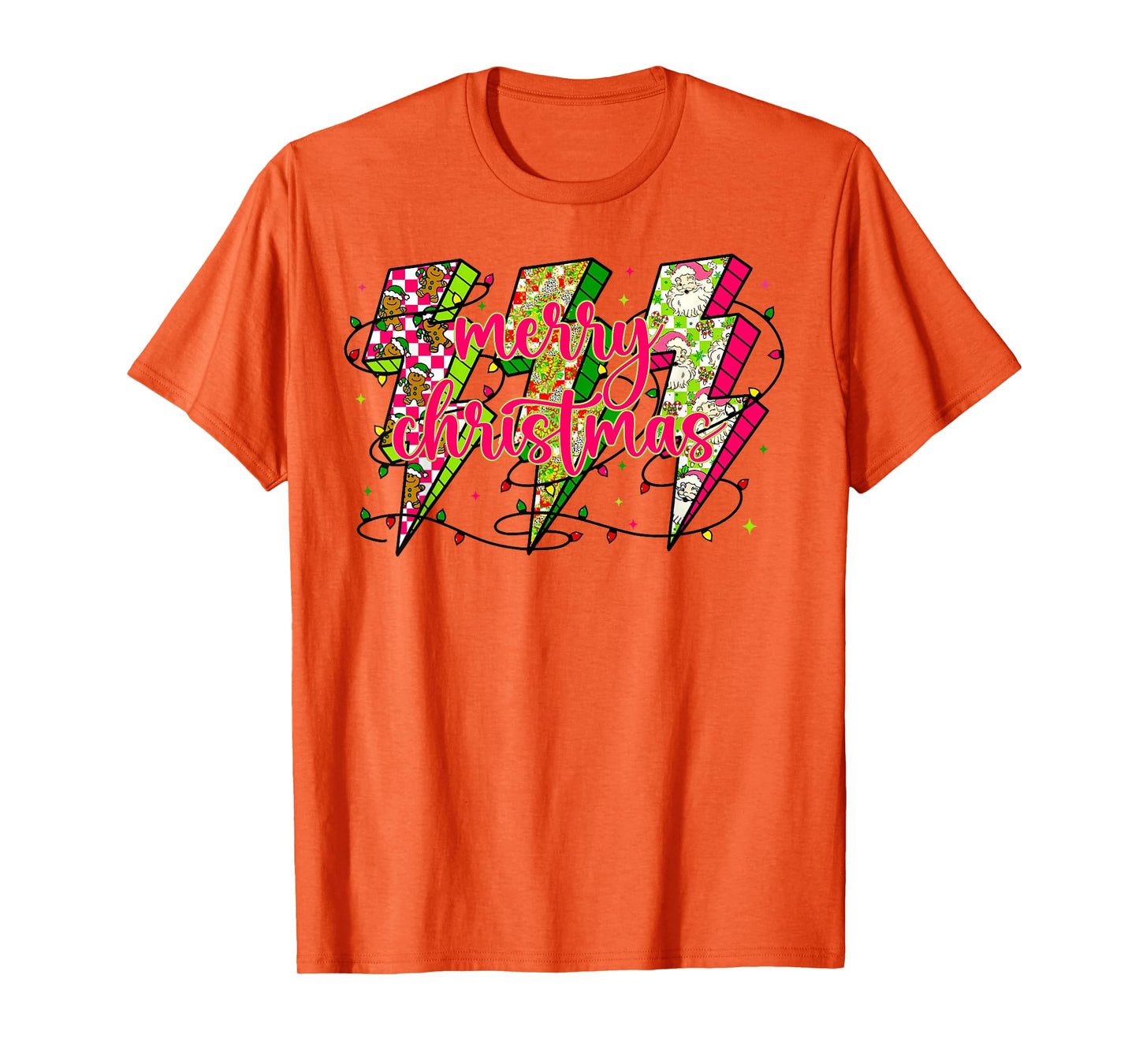 Lightning Merry Christmas Xmas Lights Family Pajamas Holiday T-Shirt