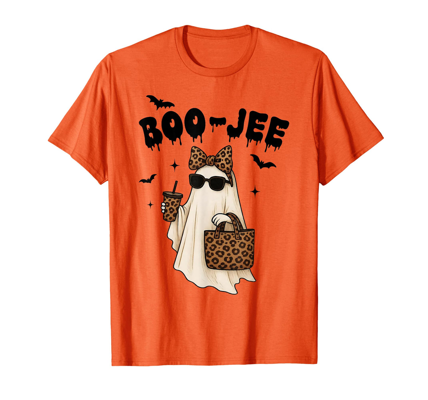 Coquette Leopard Ghost Coffee Boo-JEE Halloween Boujee Ghost T-Shirt