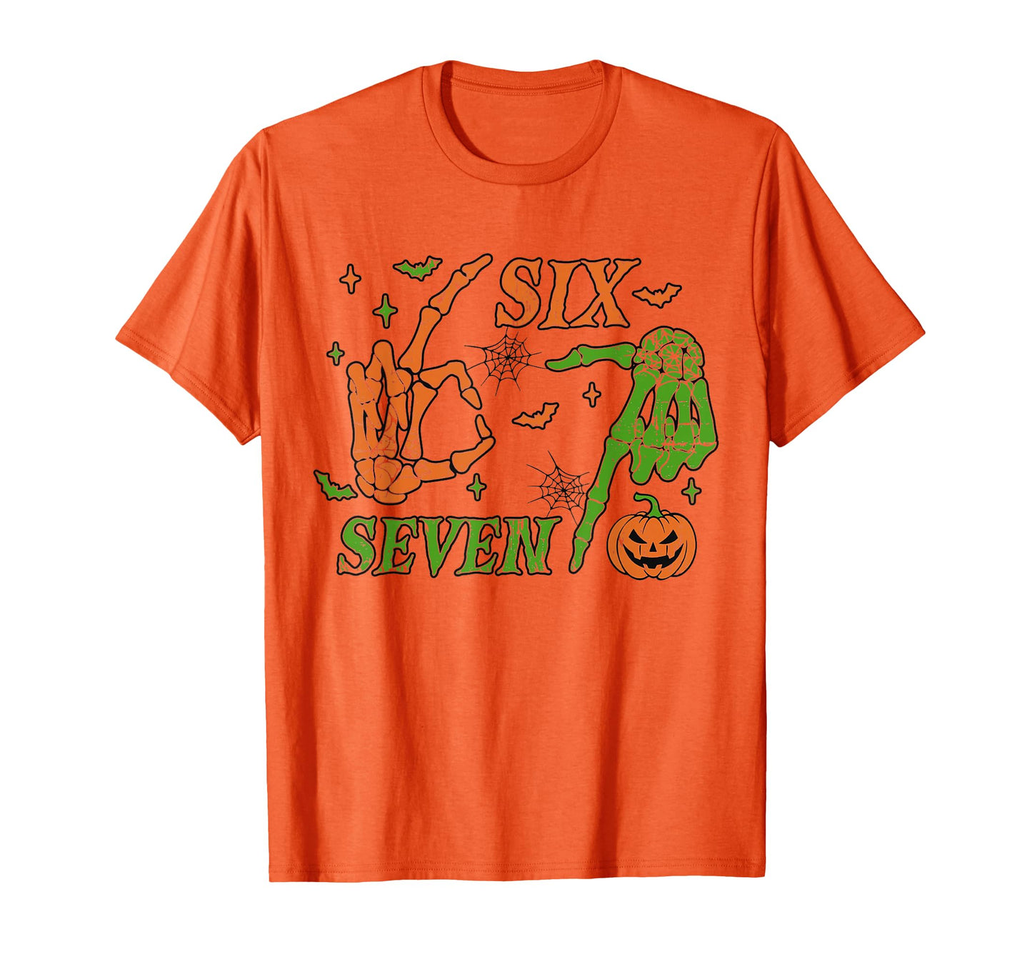 67 Meme Skeleton Hand 6 7 Halloween Six Seven Funny Teens T-Shirt