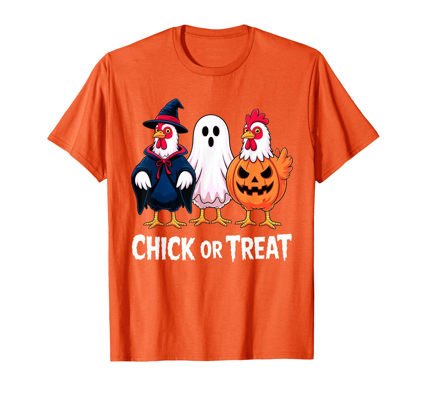Chick or Treat Funny Halloween Chicken Ghost Pumpkin Costume T-Shirt