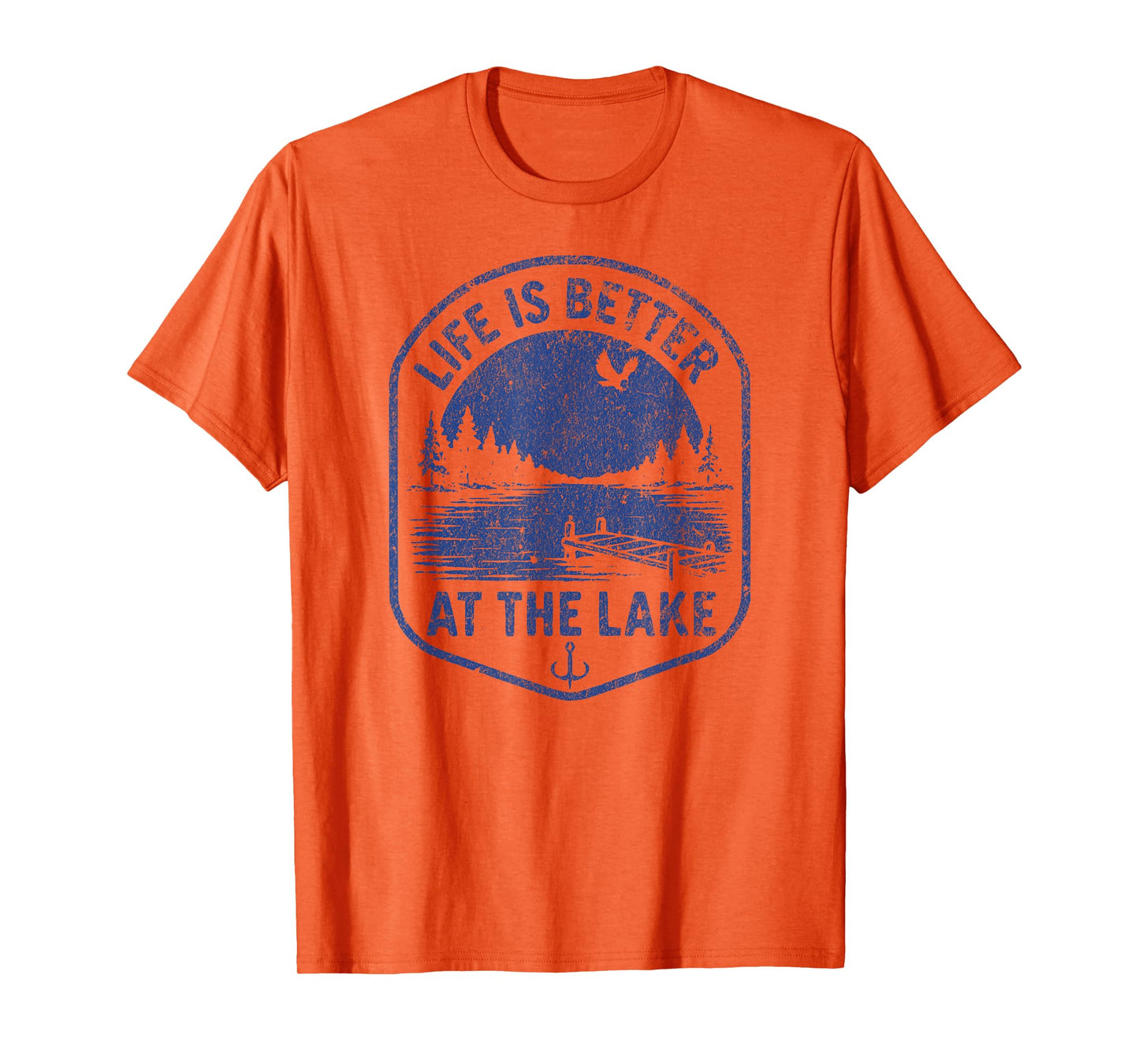 LIFE IS BETTER AT THE LAKE Vintage Distressed Fishing Nature T-Shirt