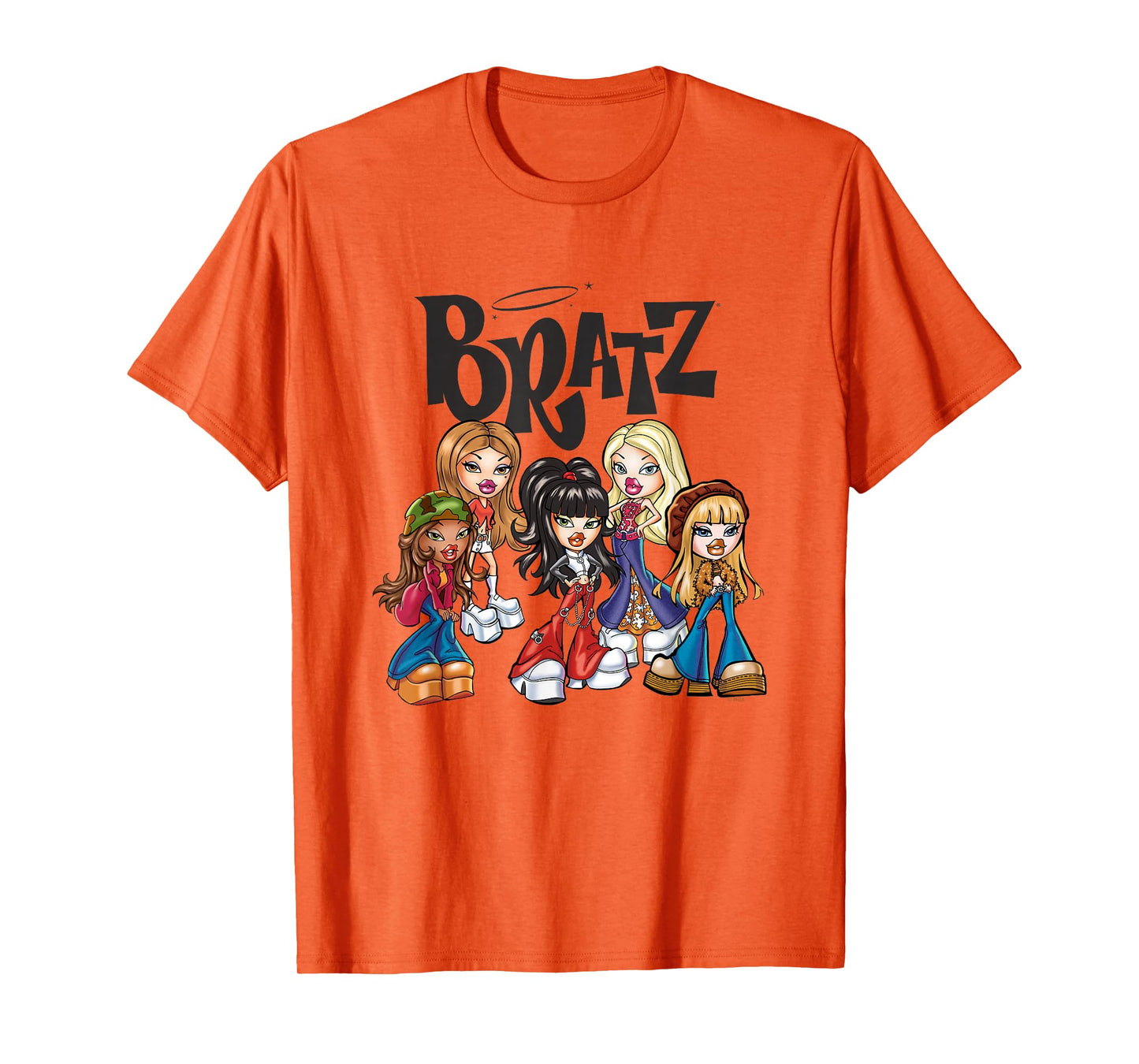 Bratz Dolls Vintage Style Group Shot Big Chest Poster T-Shirt