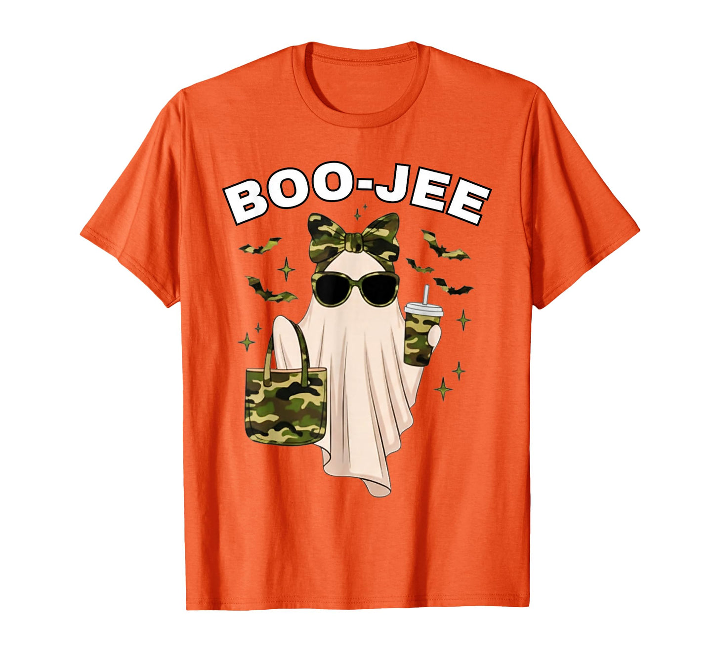 Coquette Camo Ghost Coffee Boo-JEE Halloween Boujee Ghost T-Shirt