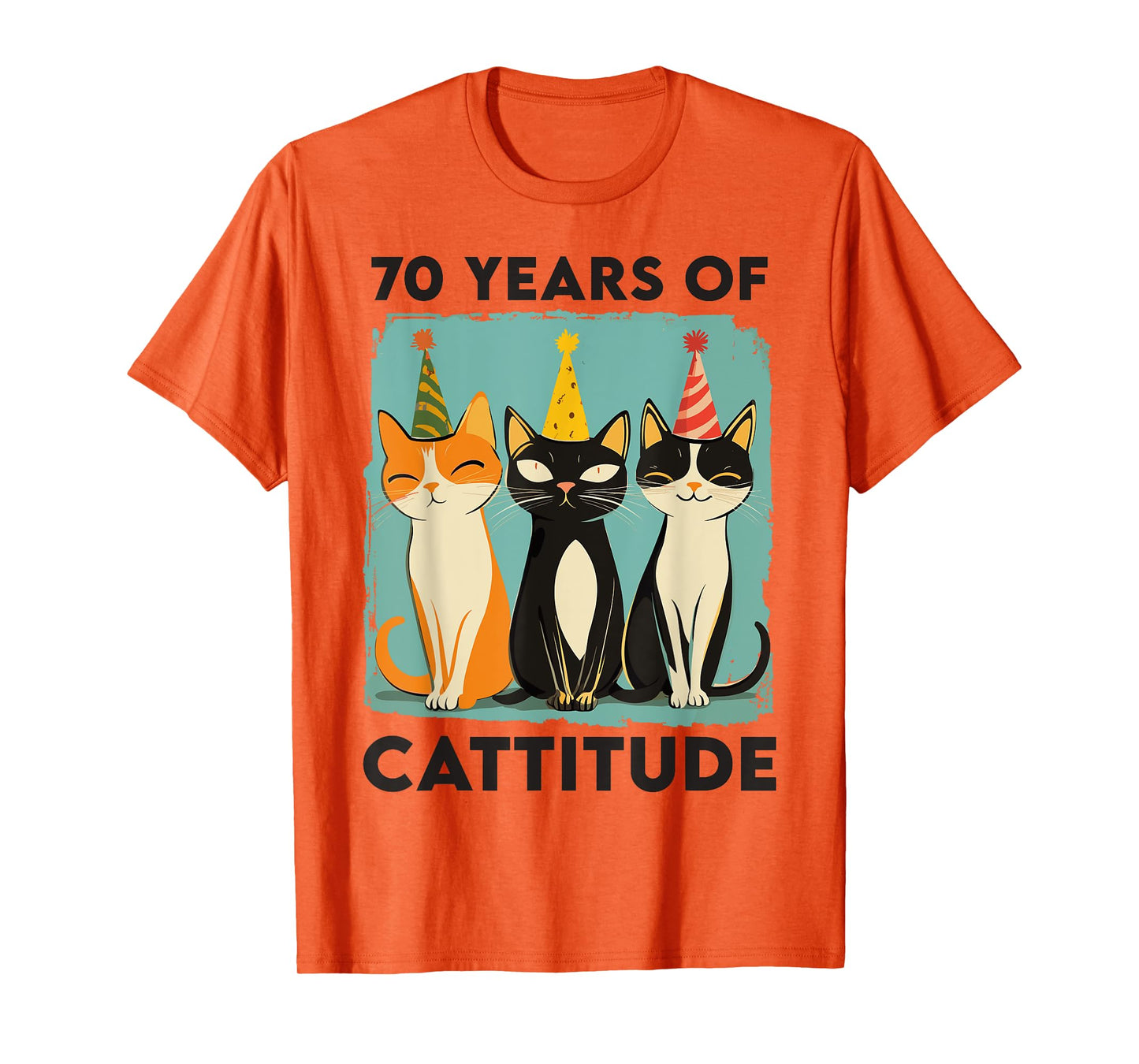 70 Years Of Cattitude 70th Birthday Cat Lover 70 Years Old T-Shirt