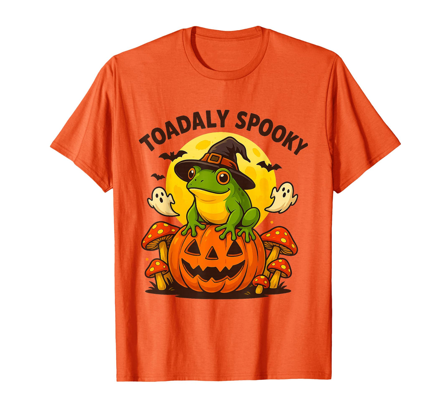 Funny Toadally Spooky Halloween Frog Pumpkin and Bat T-Shirt