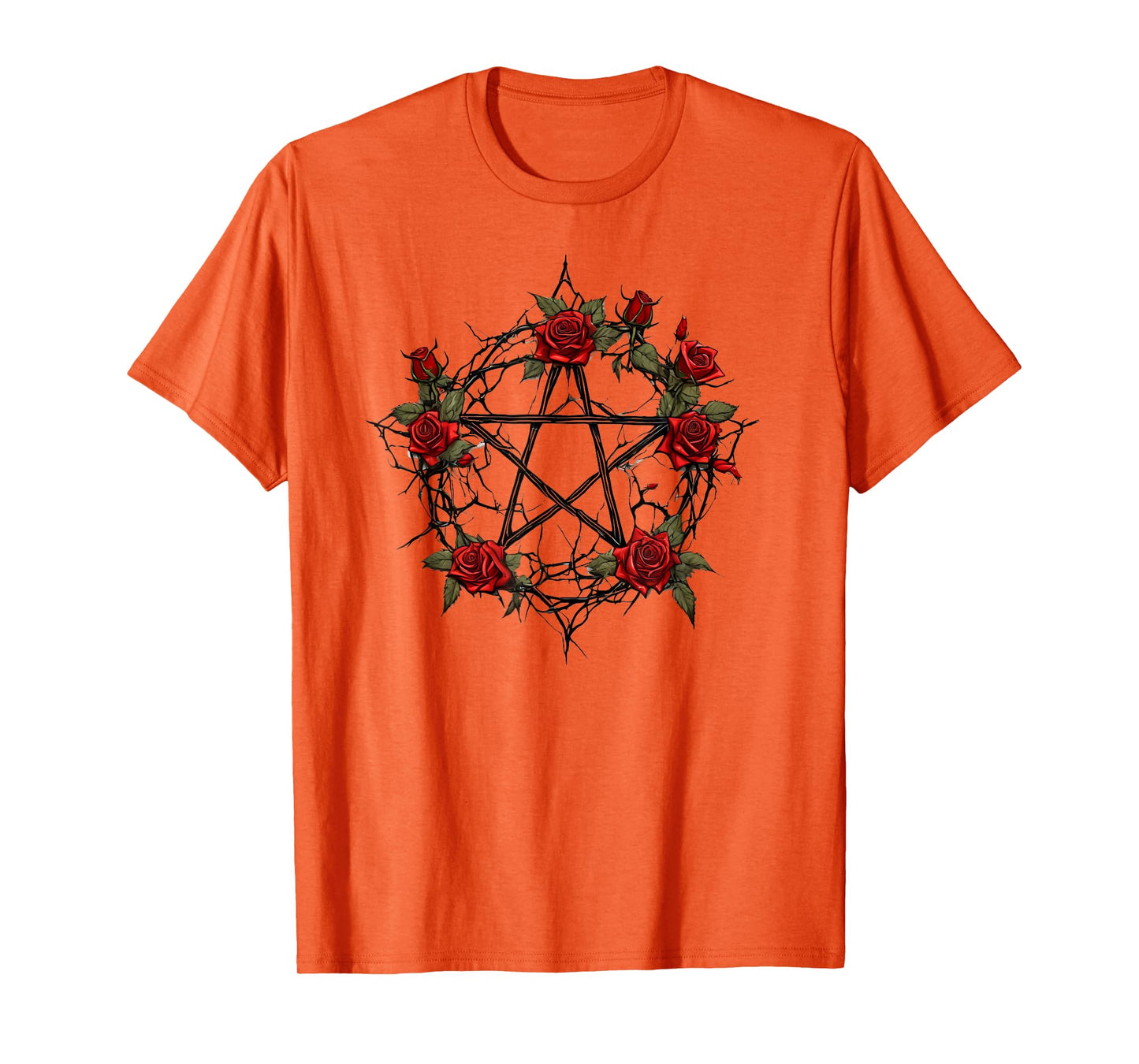 Pentagram with 5 Elements with Roses Gothic Occult Pentagram T-Shirt