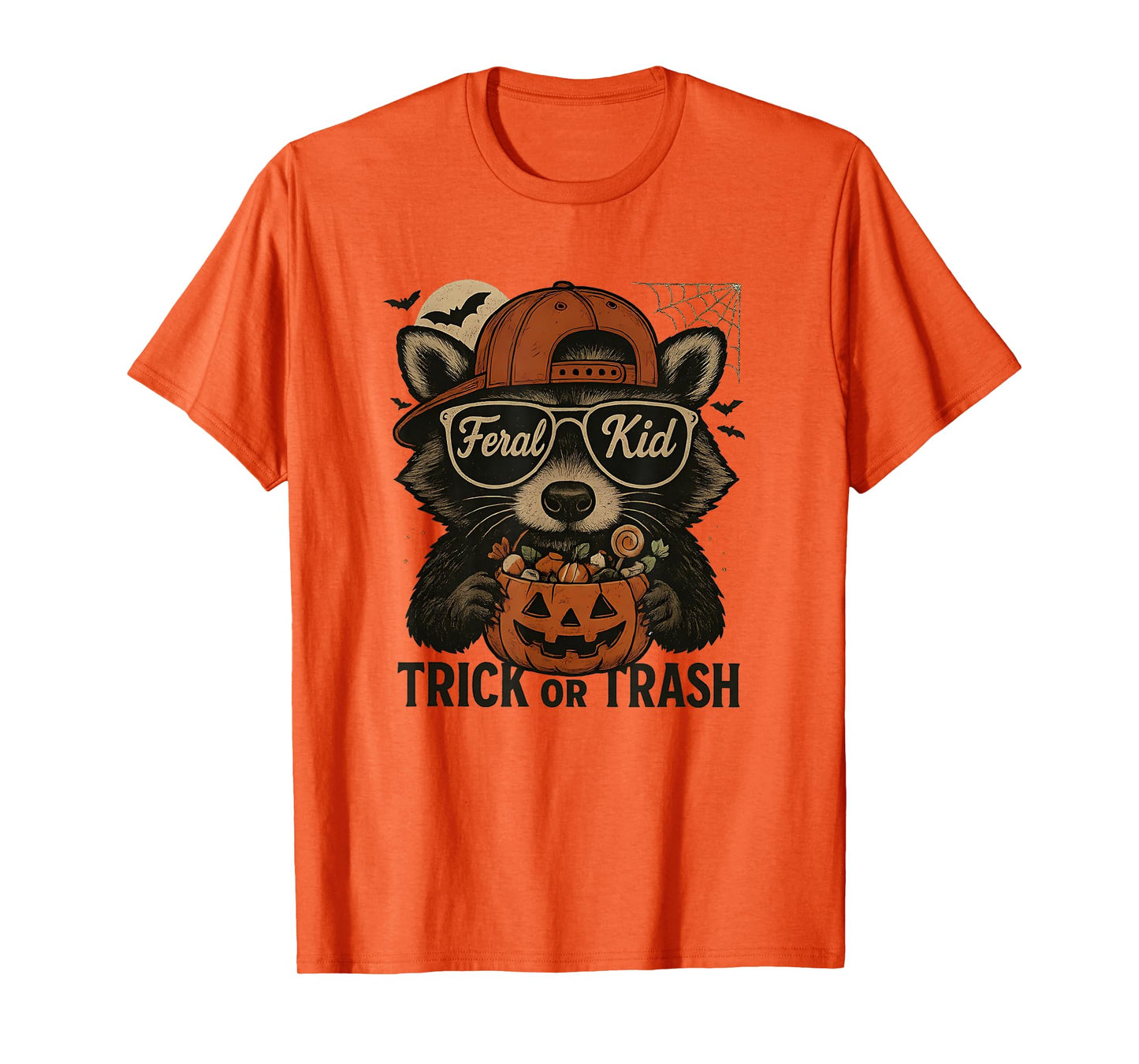 Trick or Trash Funny Raccoon Halloween Vintage Ghost Costume T-Shirt