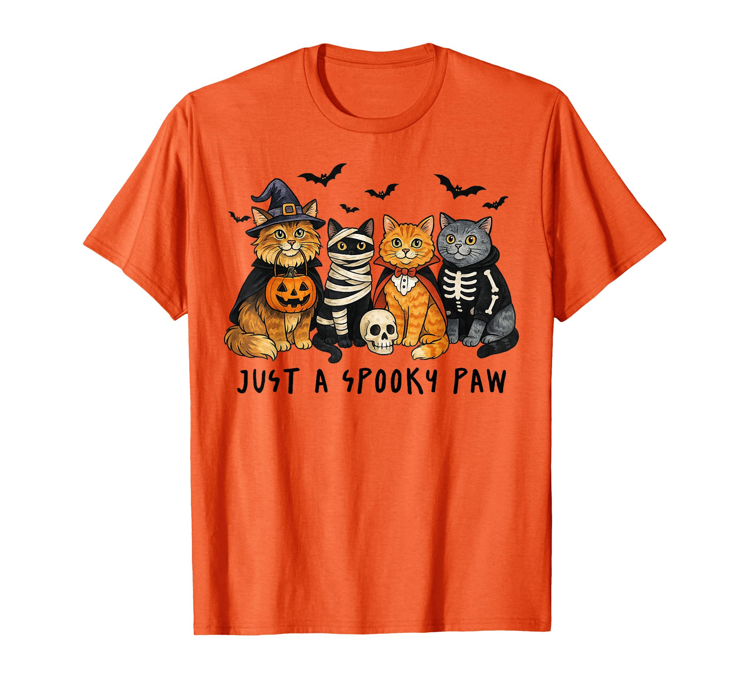 Just A Spooky Paw Funny Cat Witch Halloween Cat Lovers T-Shirt