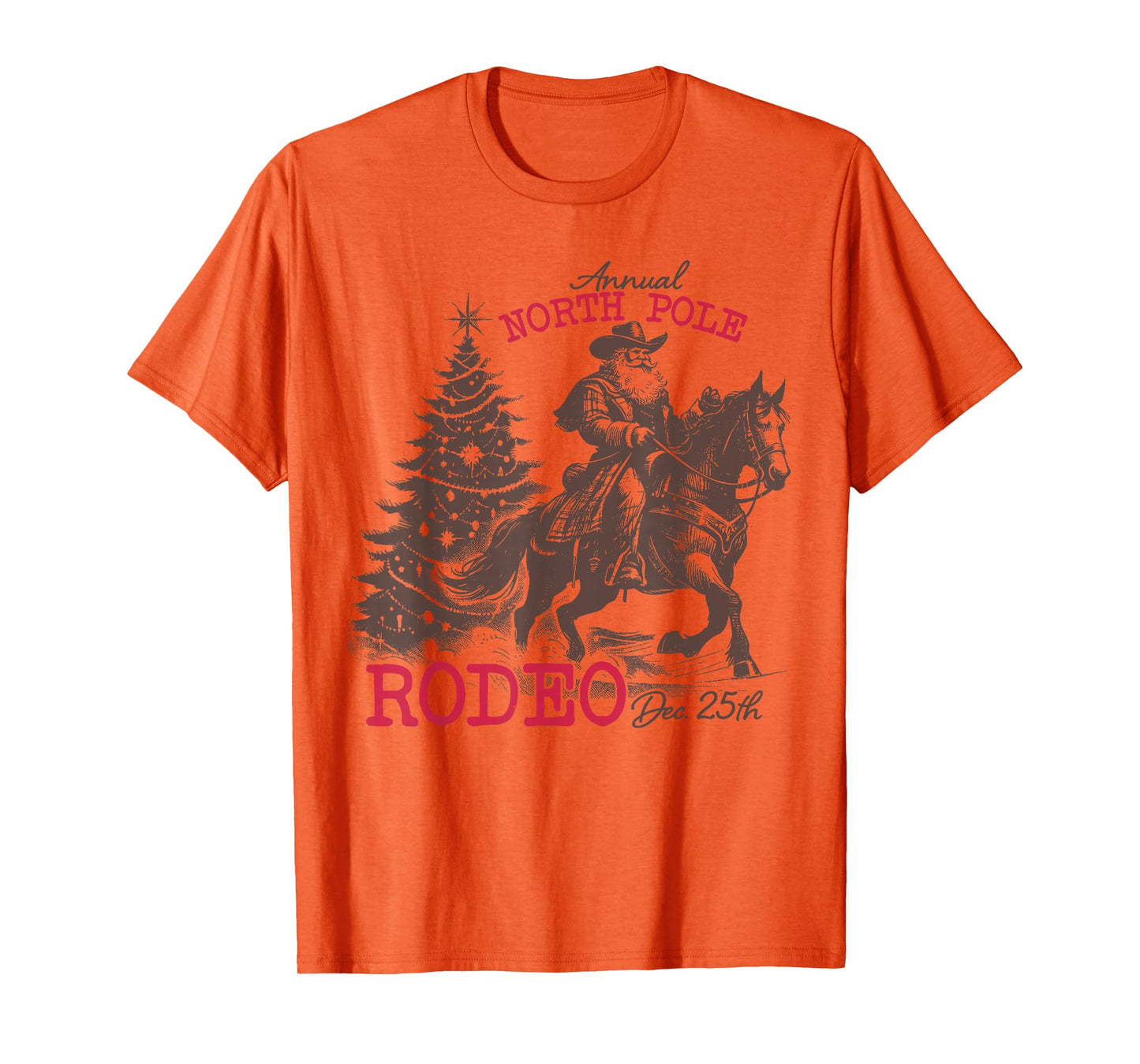 Annual North Pole Rodeo Santa Western Cowboy Christmas Retro T-Shirt