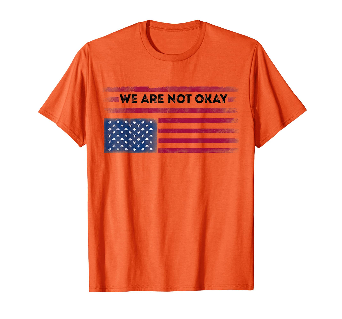 Upside Down American Flag We Are not Okay Distressed Men T-Shirt