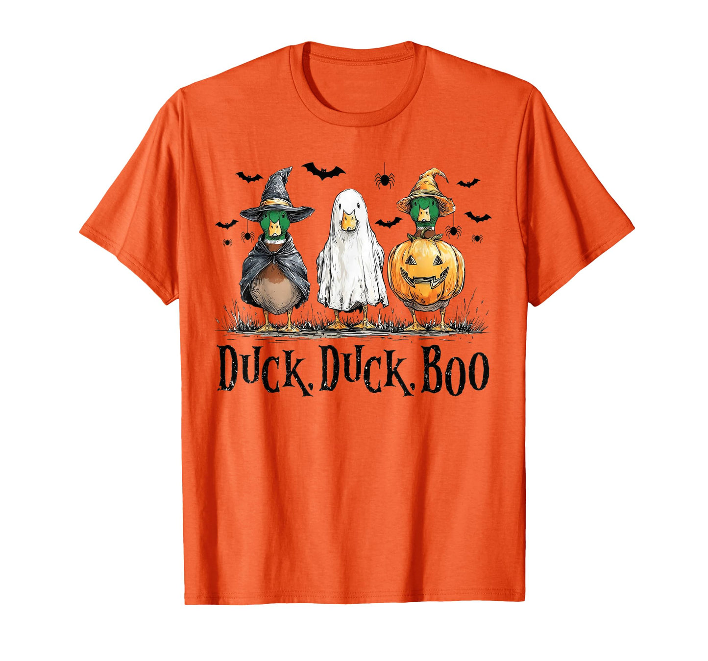 Cute Duck Duck Boo Funny Spooky Goose Halloween Fall Pumpkin T-Shirt