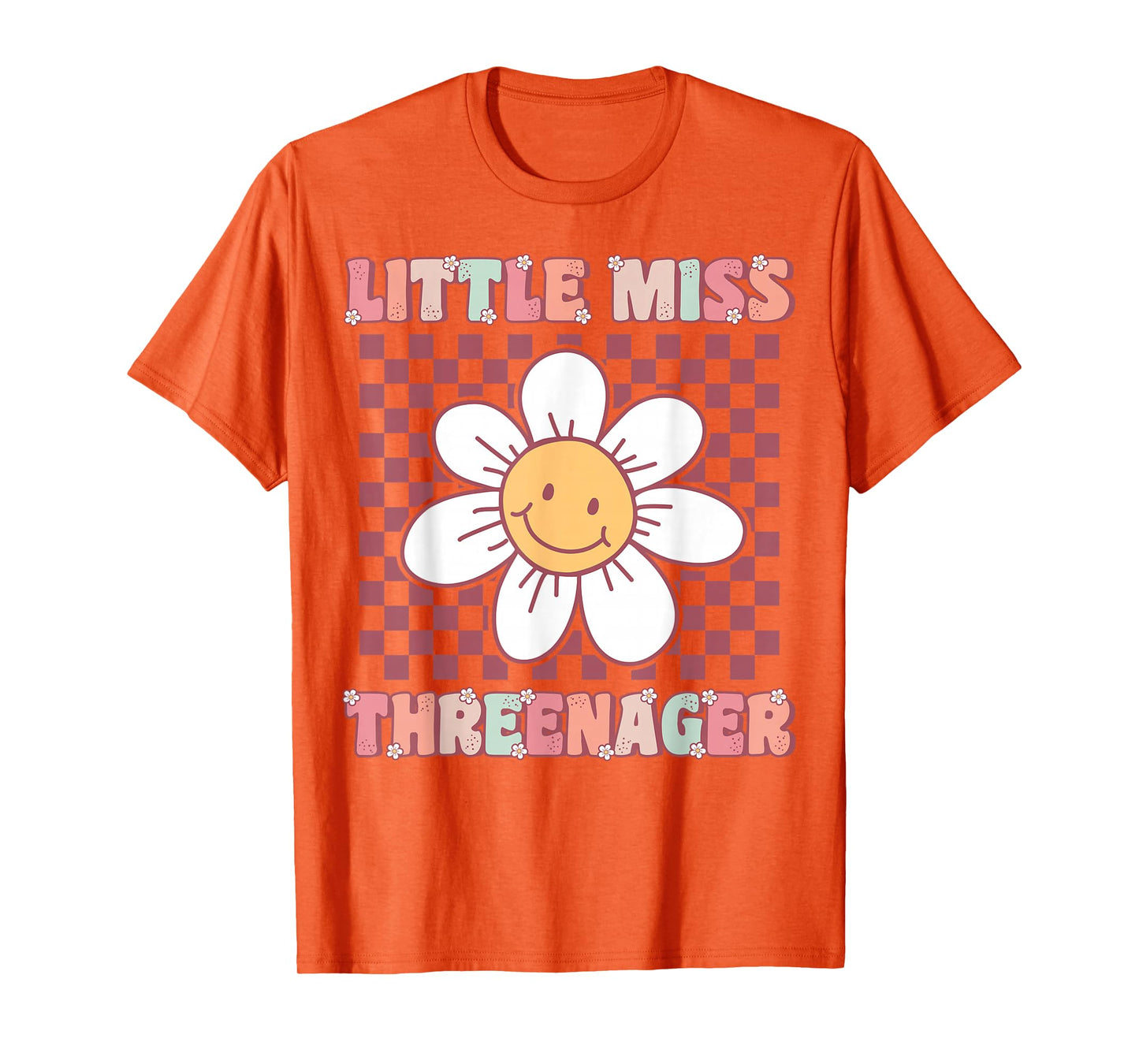 Little Miss Threenager Cute Groovy 3rd Birthday Party Flower T-Shirt