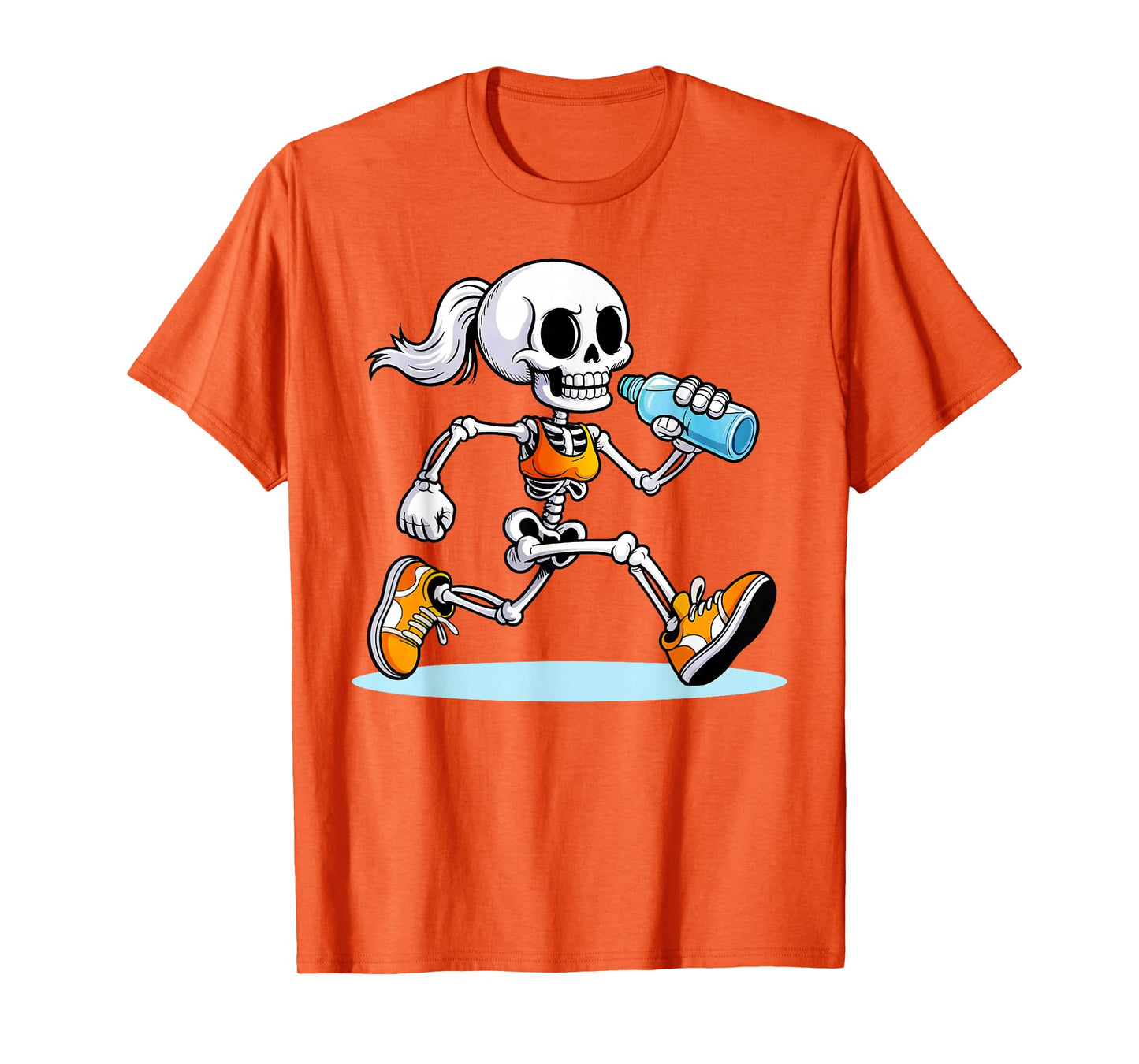 Retro Running Skeleton Halloween Marathon Costume Women T-Shirt